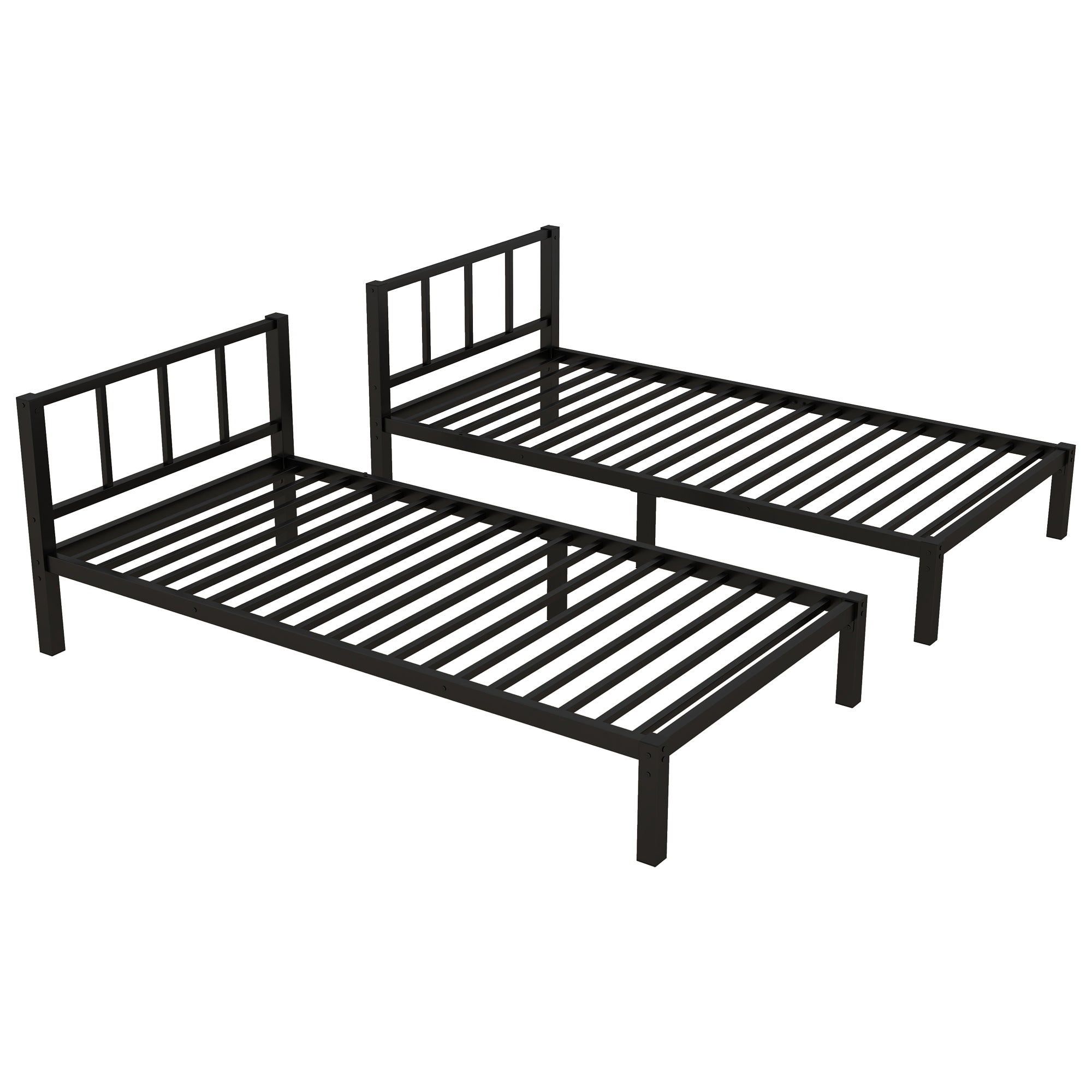 Twin over Twin & Twin Bunk Beds for 3, Twin XL over Twin & Twin Bunk Bed Metal Triple Bunk Bed, Black