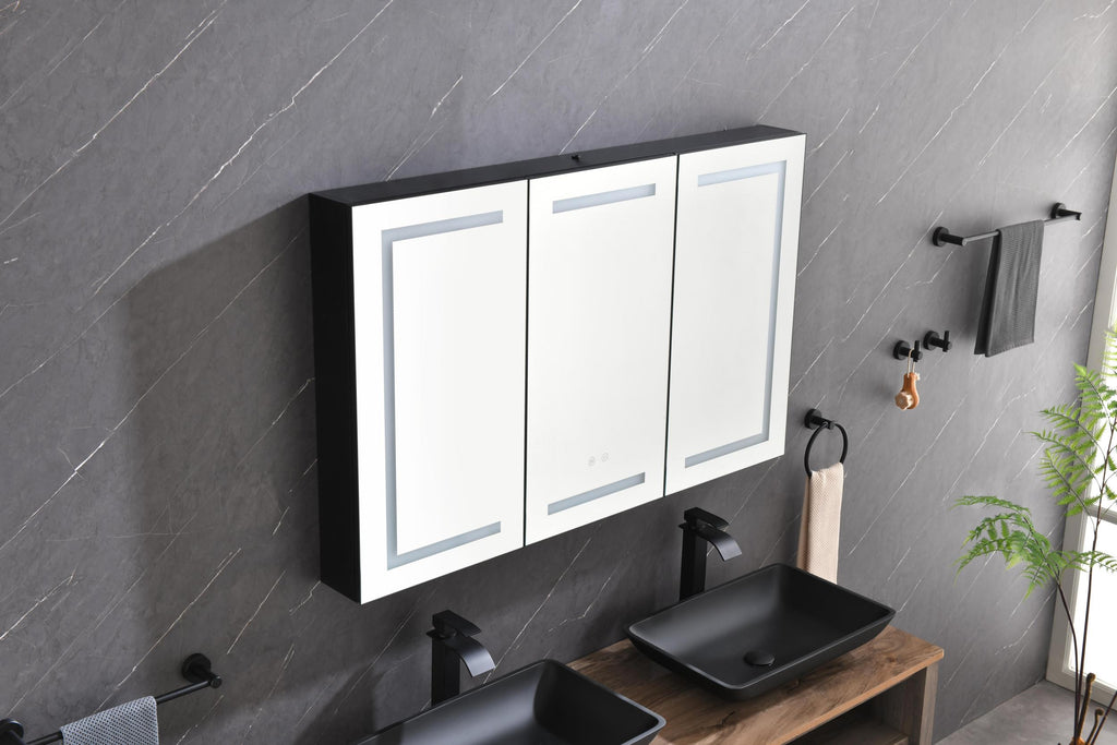 48 x 30 inch LED Lighted Bathroom Medicine Cabinet with Mirror, Sockets, Dimmable, Anti Fog