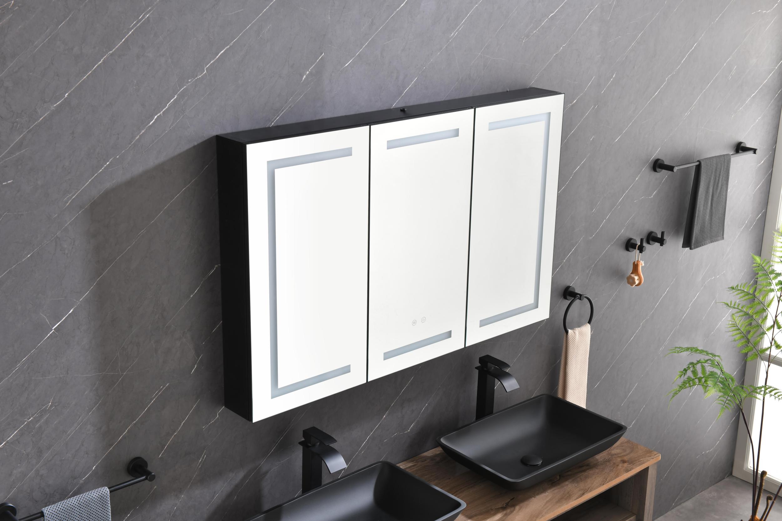 48 x 30 inch LED Lighted Bathroom Medicine Cabinet with Mirror, Sockets, Dimmable, Anti Fog