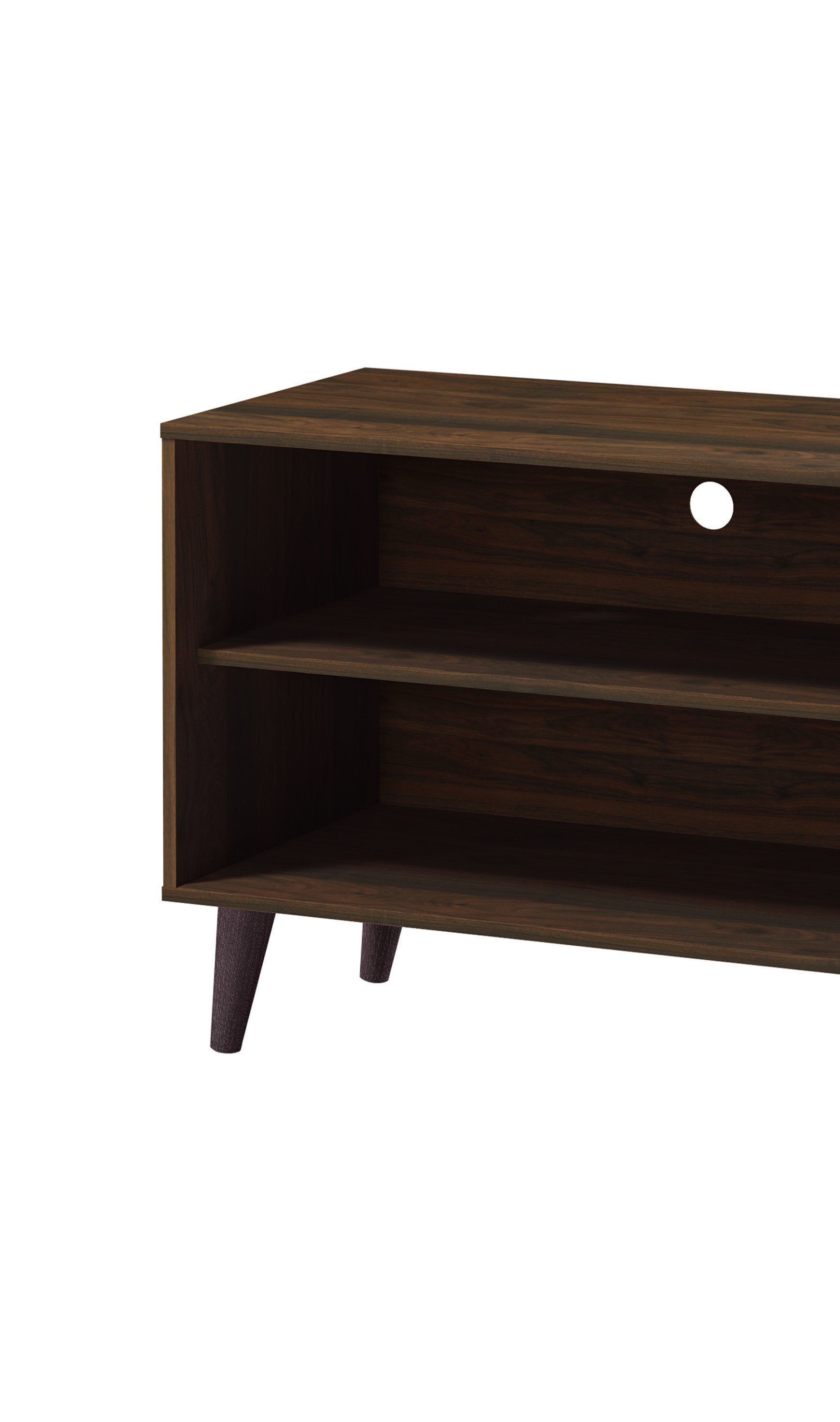 Amidon TV Stand for TVs up to 63", with 2 Storage Shelves& 1 Cabinet, Modern Entertainment Centre for TV in Living Room in Walnut White