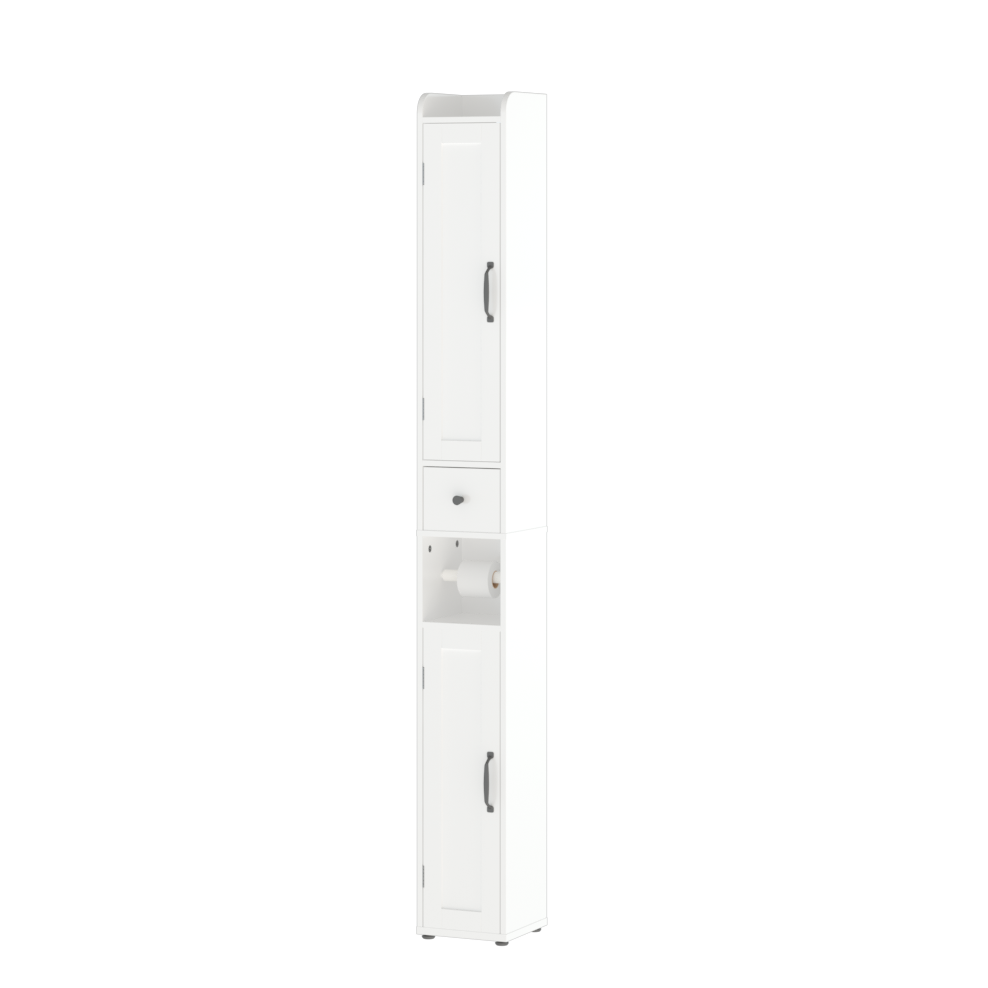 67.51" Tall Bathroom Storage Cabinet with Adjustable Shelves,Slim 2 Doors Freestanding Cabinet with Anti Tip, Open compartments, for Home, Small Spaces, Bathroom,Kitchen, Living Room, White