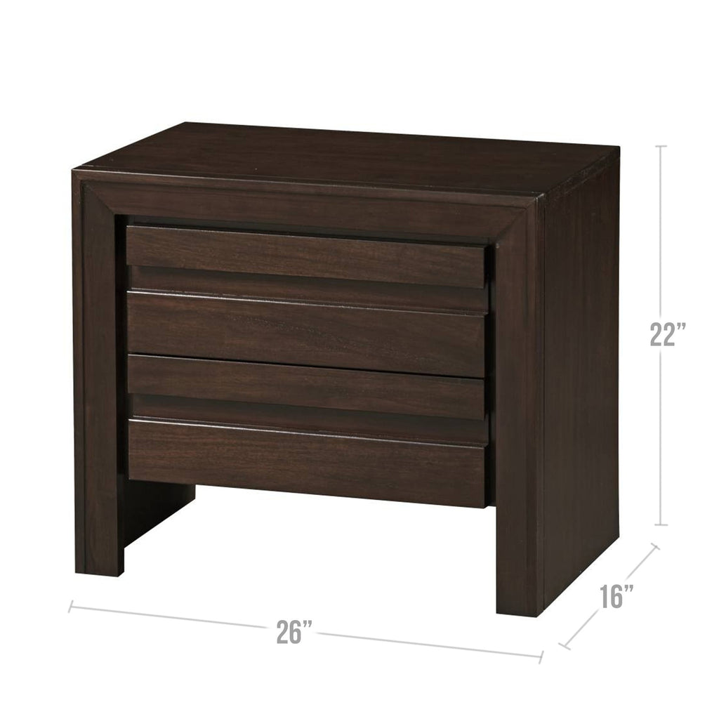 Wooden Nightstand with Two Drawers, Brown