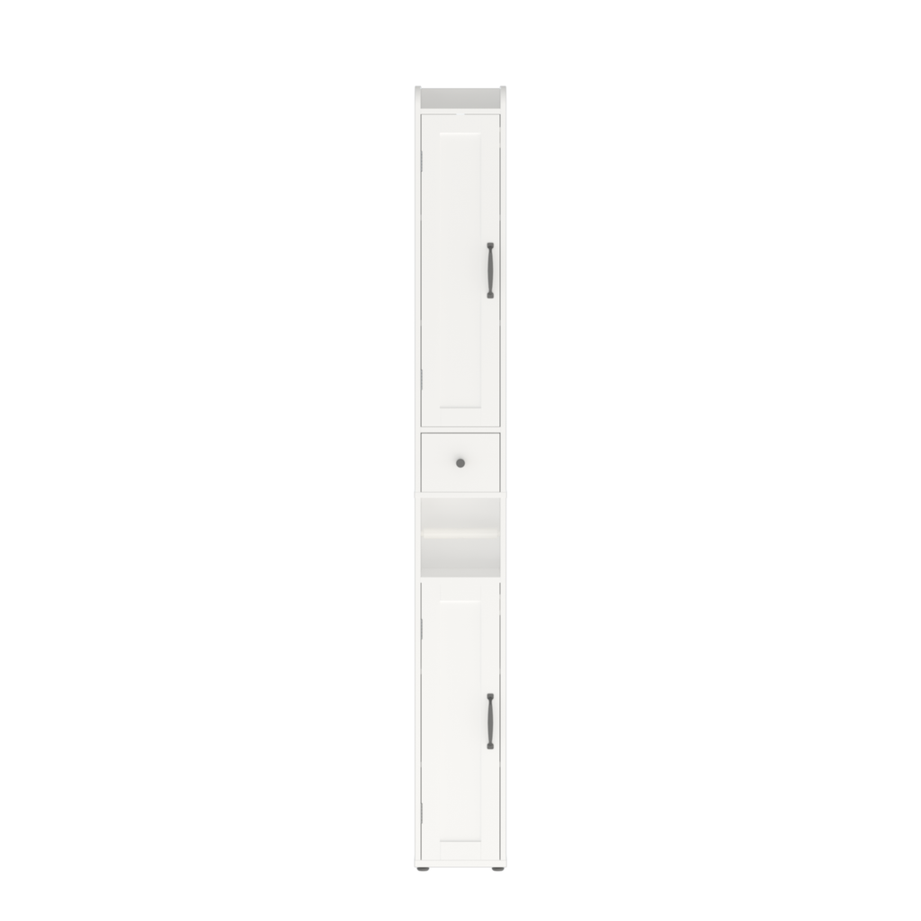 67.51" Tall Bathroom Storage Cabinet with Adjustable Shelves,Slim 2 Doors Freestanding Cabinet with Anti Tip, Open compartments, for Home, Small Spaces, Bathroom,Kitchen, Living Room, White