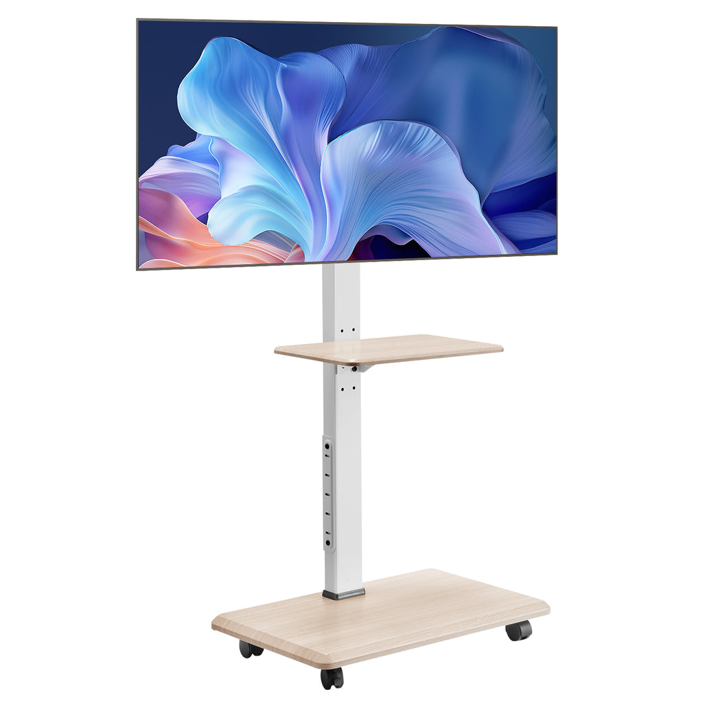 Rolling TV Stand, Mobile TV Cart for 32 70 Inch Screens, 25 Left Right Rotation and Height Adjustable TV Mount with Tray, Holds up to 88 lbs for Corner, Bedroom, Outdoor, Max VESA 600x400mm