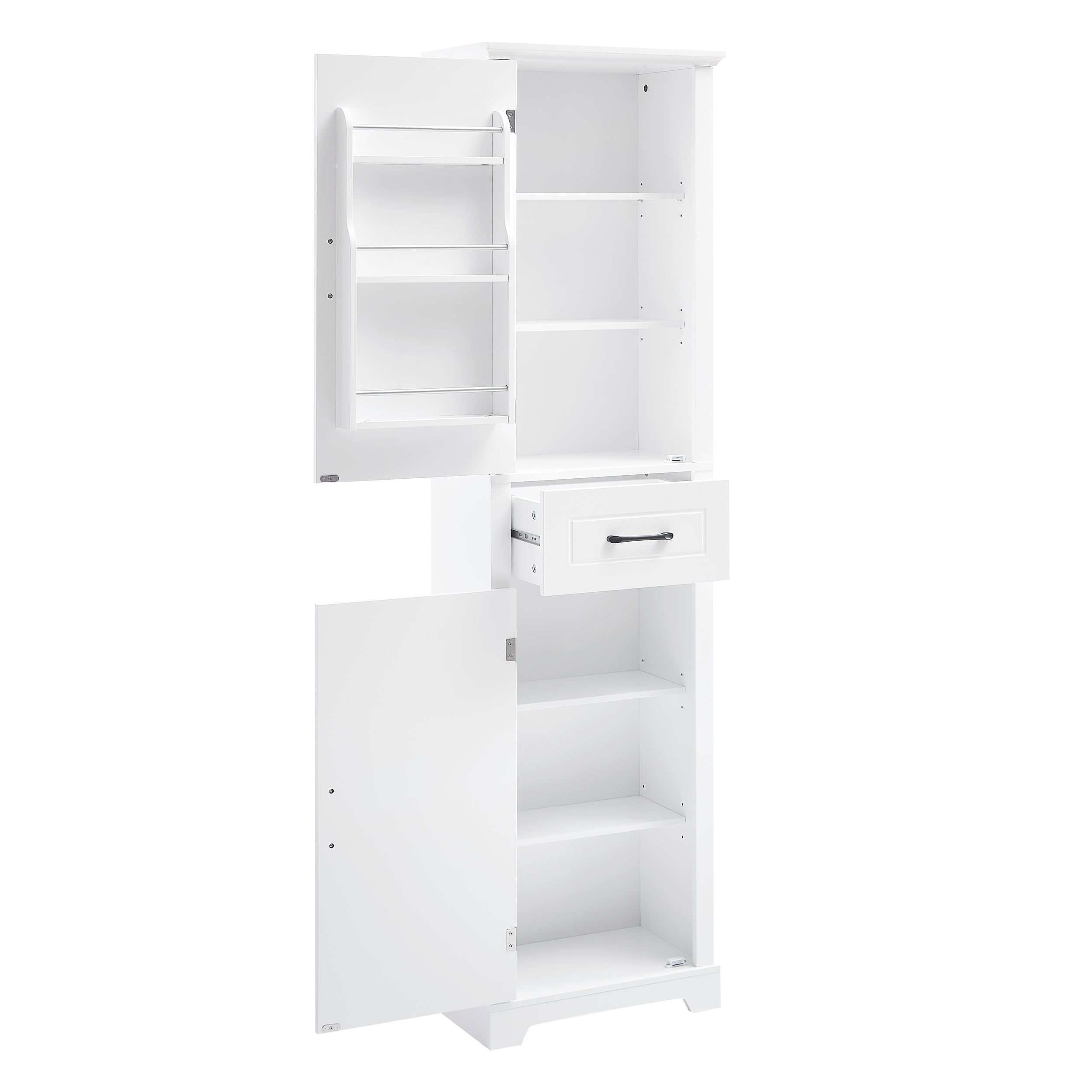 Tall Bathroom Storage Cabinet, Freestanding Storage Cabinet with Two Doors and Adjustable Shelves, Door Shelve Design, MDF Board with Painted Finish, White