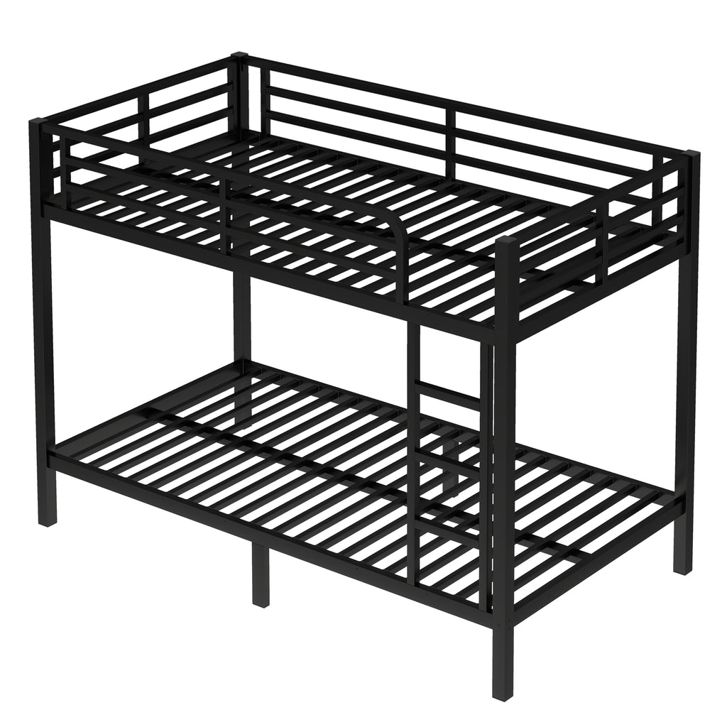 Metal Twin XL over Twin XL Bunk Bed for Teens and Adults,Space Saving Noise Reduced No Box Spring Needed, Black