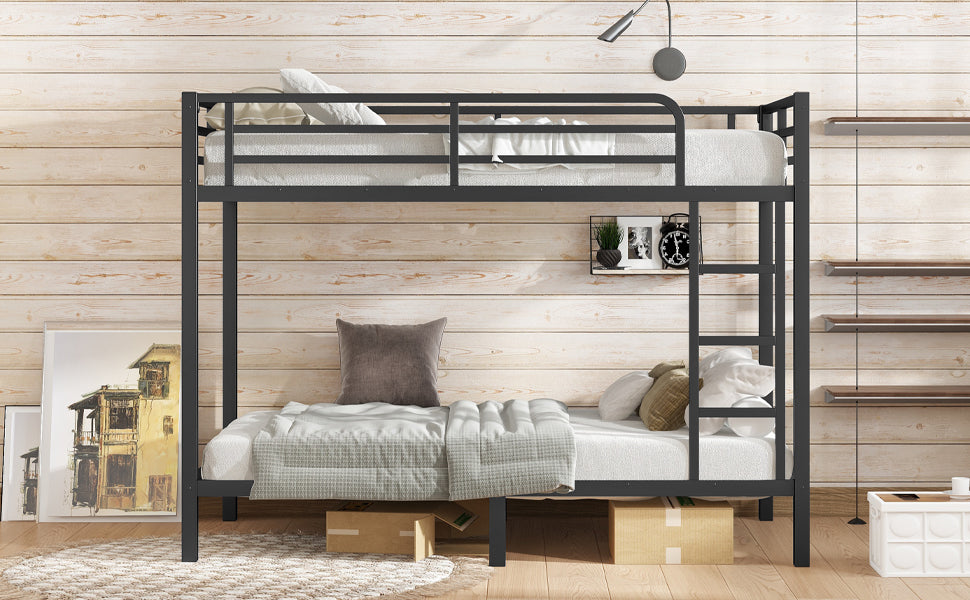 Metal Twin XL over Twin XL Bunk Bed for Teens and Adults,Space Saving Noise Reduced No Box Spring Needed, Black