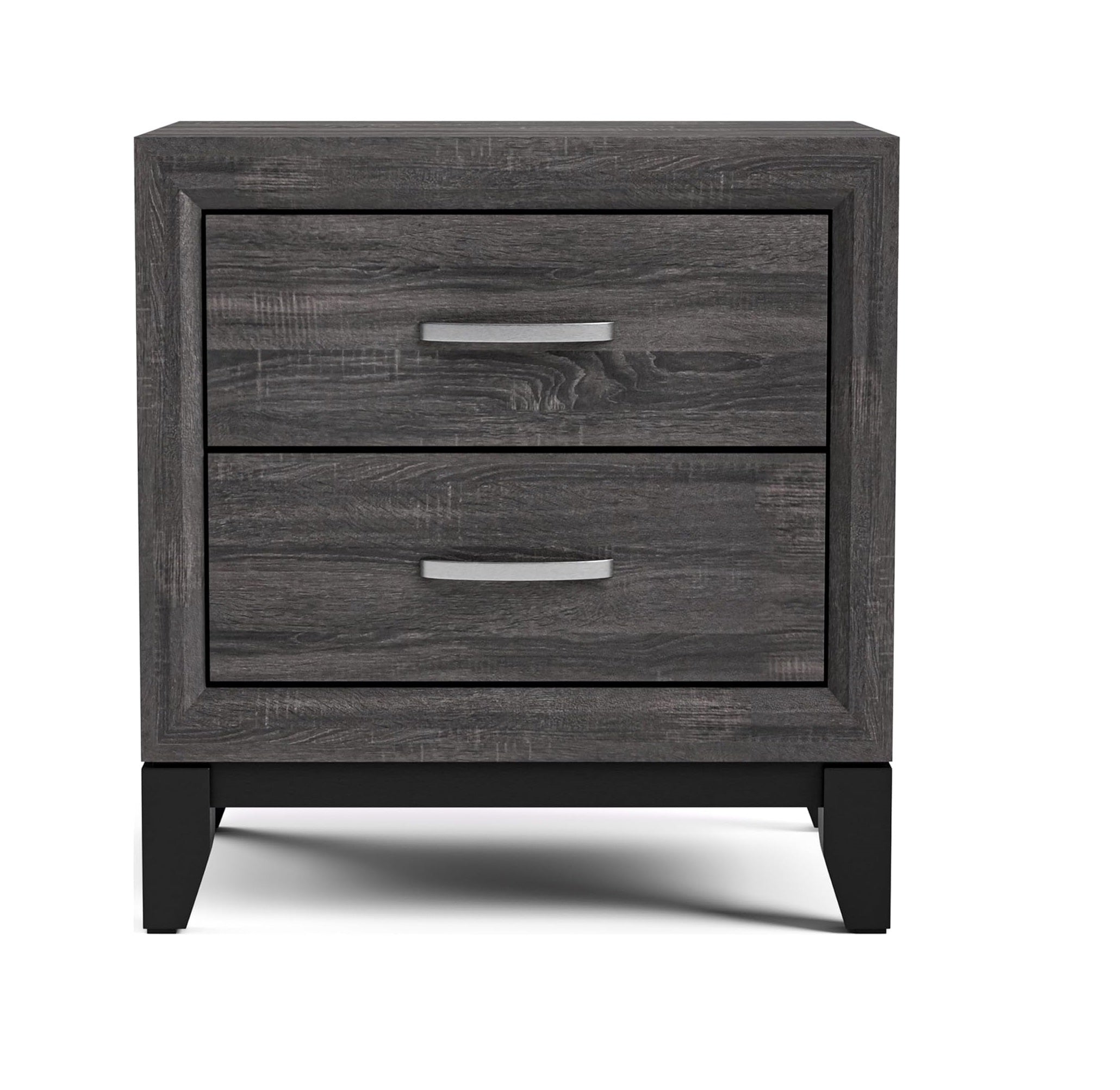 Two Tone Design 1pc Nightstand Two Drawers Wooden Legs Gray Finish Bedroom Furniture
