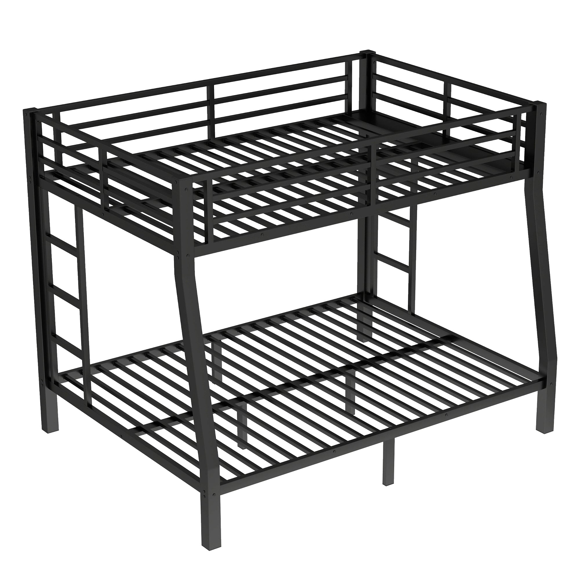 Metal Full XL over Queen Bunk Bed for Teens and Adults,Space Saving Noise Reduced No Box Spring Needed,Black