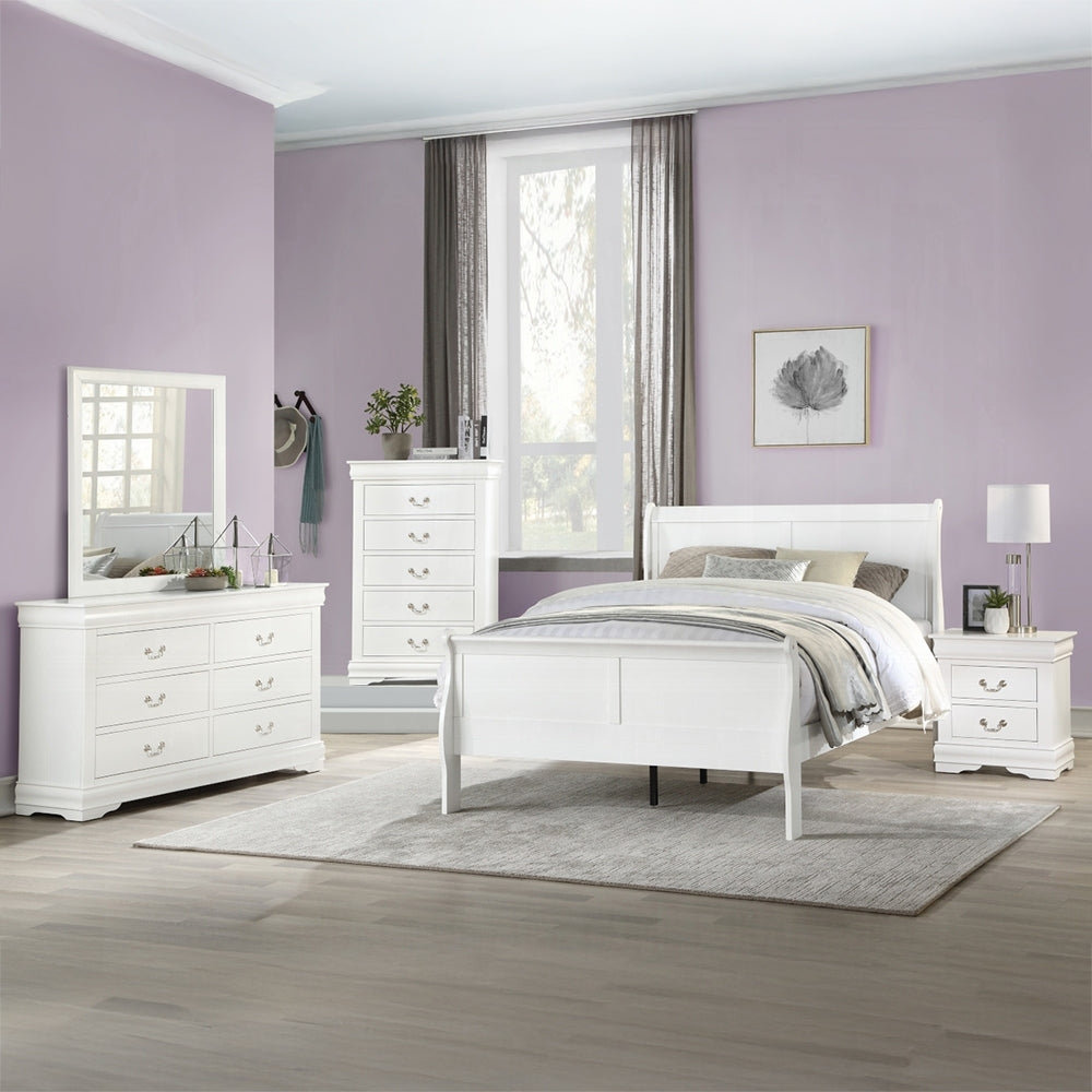 1pc Traditional Classic White Finish 2 Drawers Nightstand Wooden Bedroom Furniture