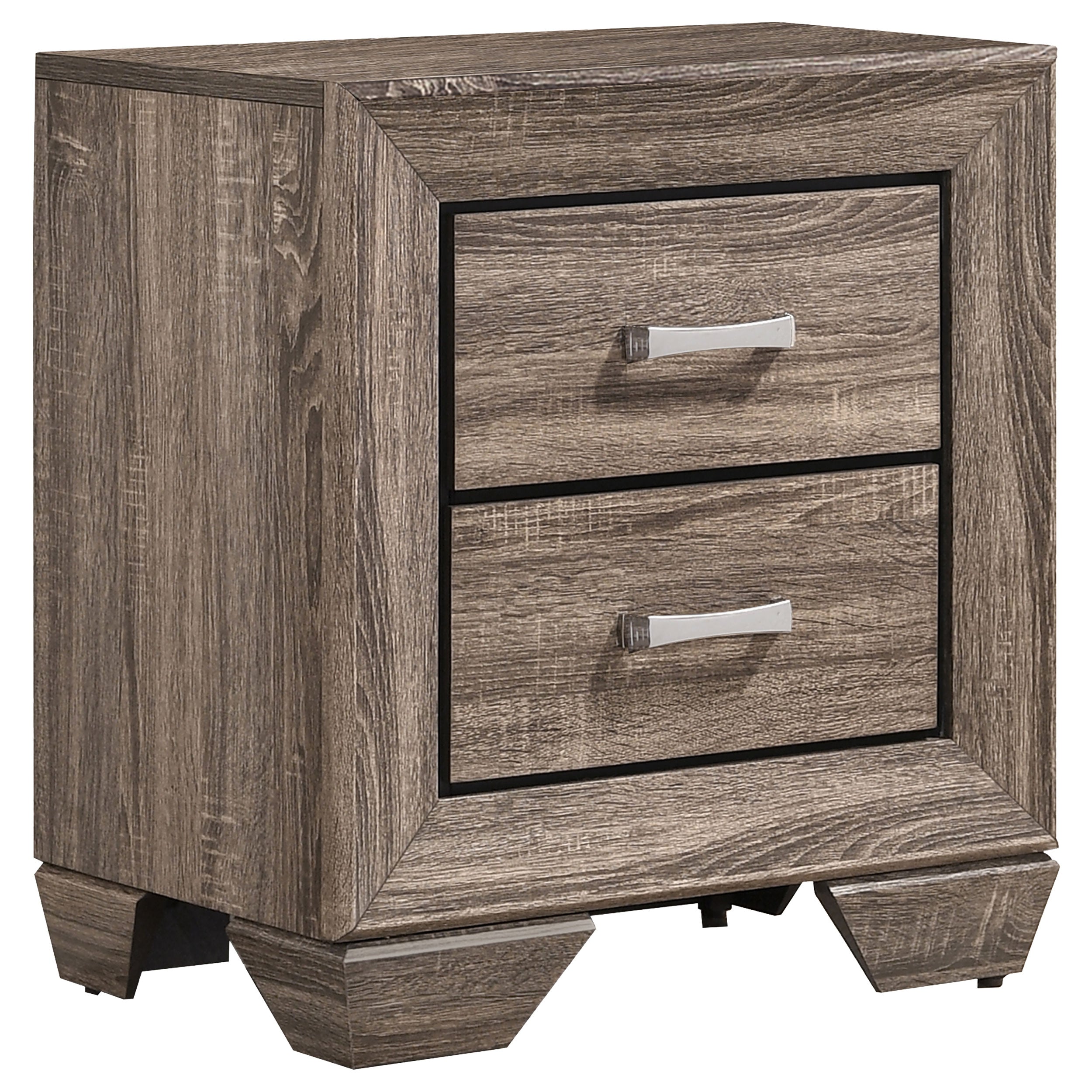 Tomasina Washed Taupe 2 Drawer Rectangular Nightstand
