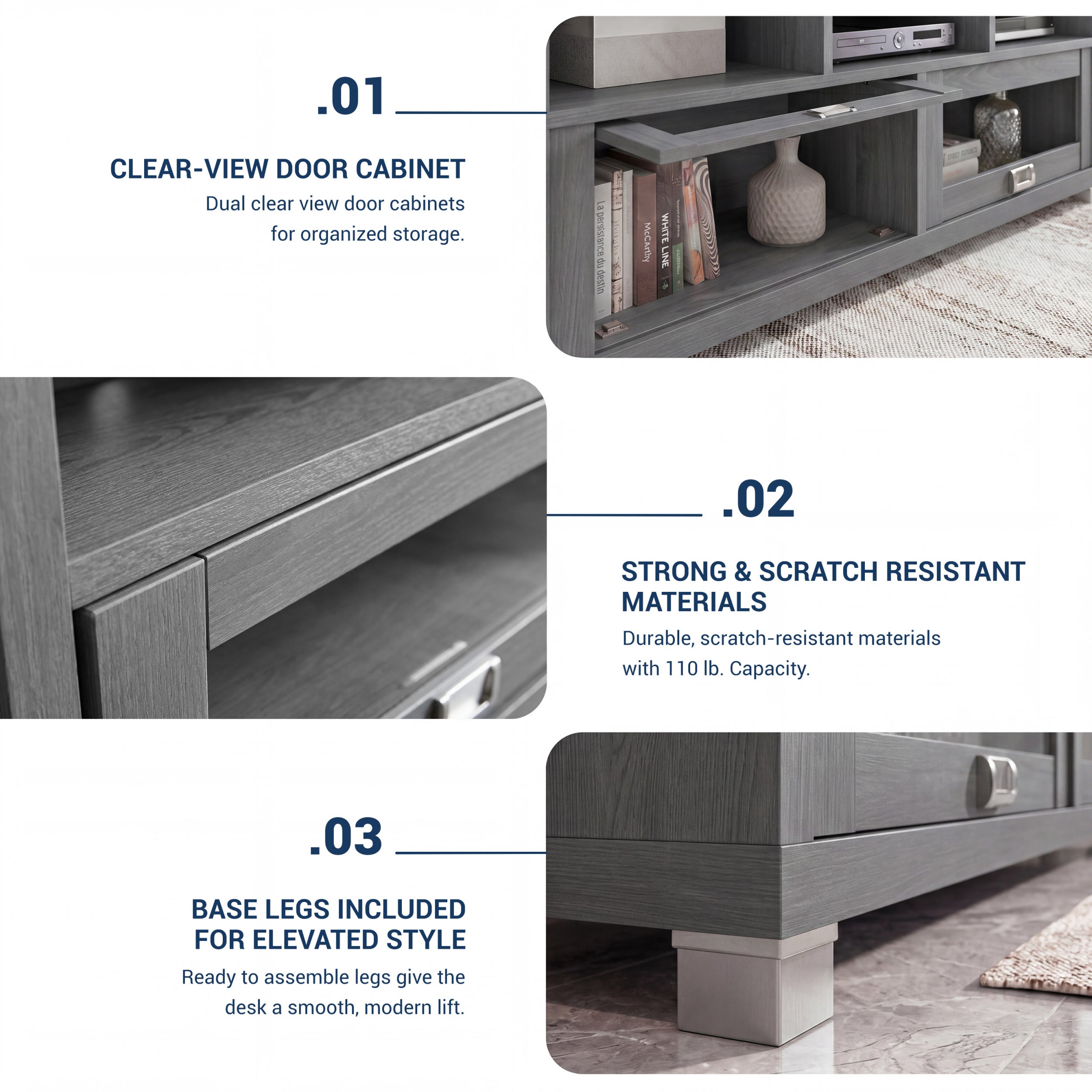 Durbin TV Stand for TVs up to 65in, Grey