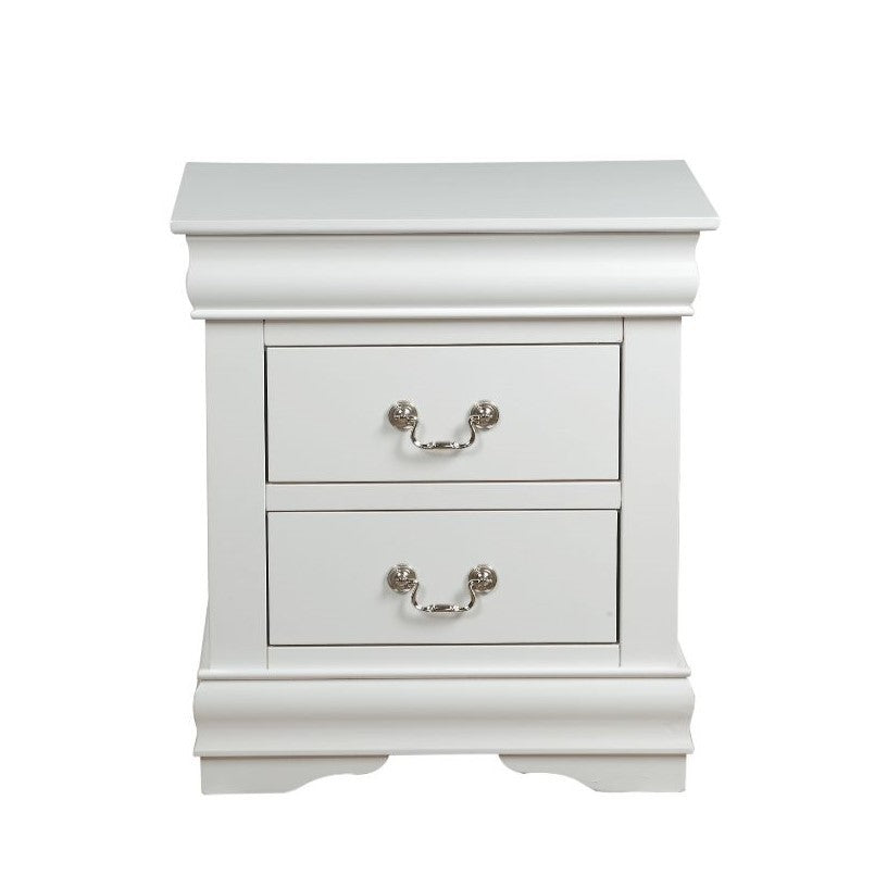 1pc Traditional Classic White Finish 2 Drawers Nightstand Wooden Bedroom Furniture