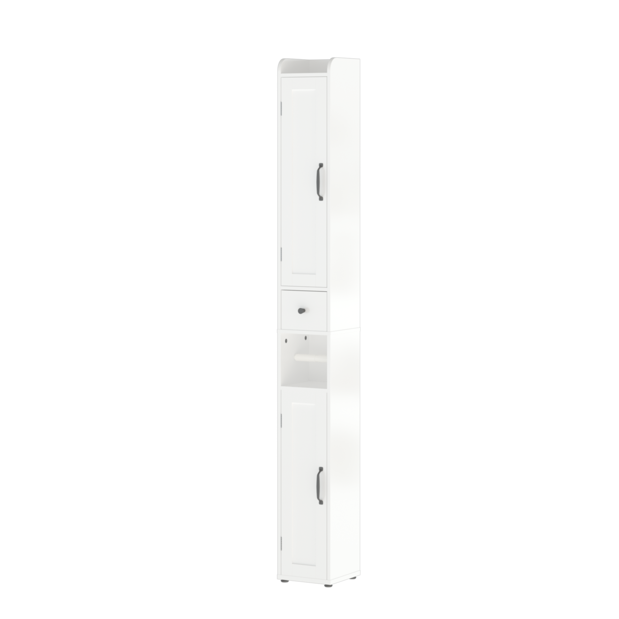 67.51" Tall Bathroom Storage Cabinet with Adjustable Shelves,Slim 2 Doors Freestanding Cabinet with Anti Tip, Open compartments, for Home, Small Spaces, Bathroom,Kitchen, Living Room, White