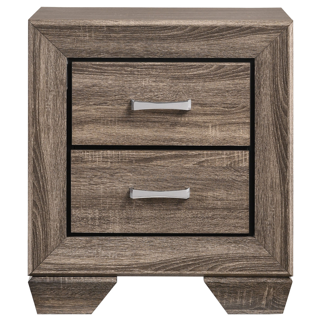 Tomasina Washed Taupe 2 Drawer Rectangular Nightstand