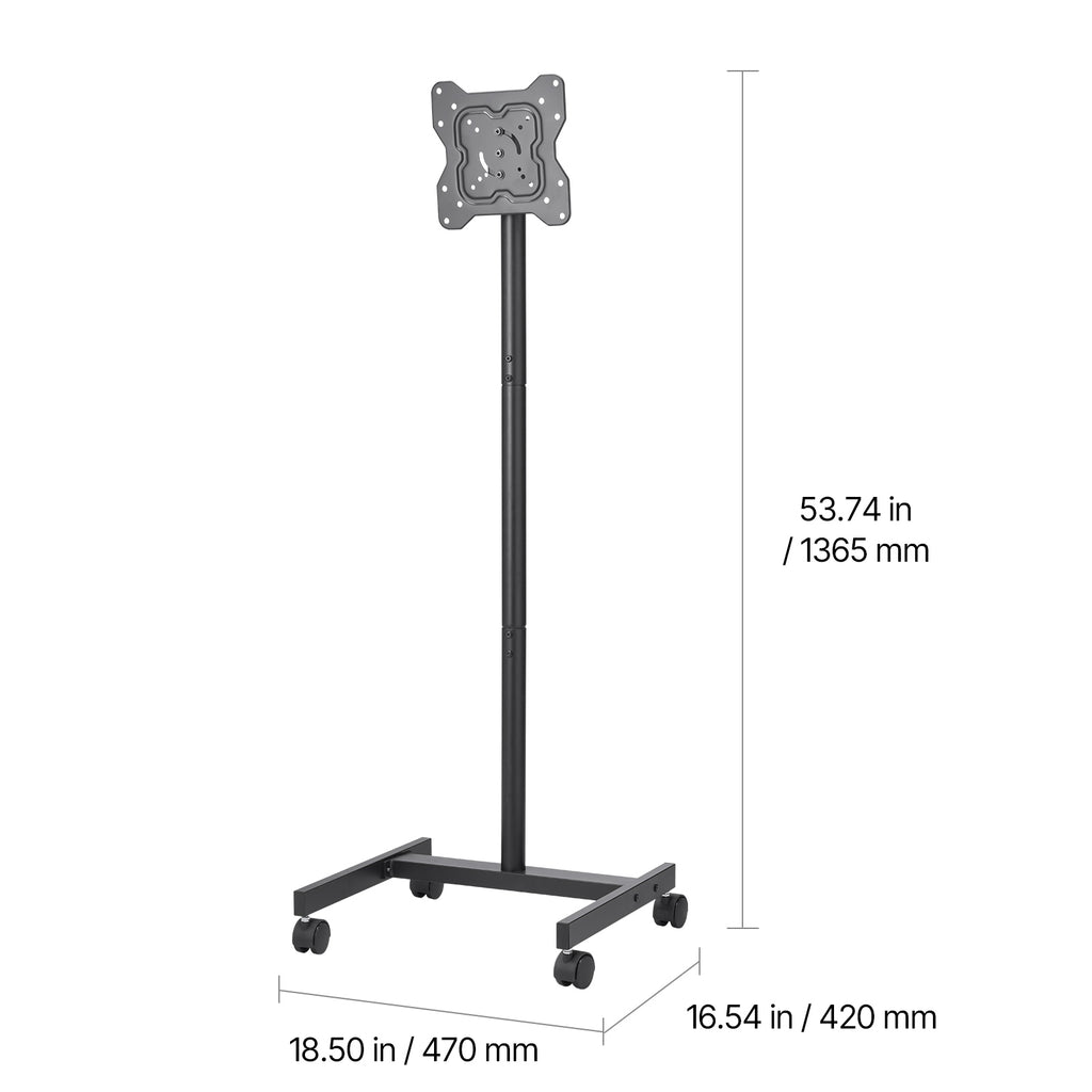 Rolling TV Stand, Mobile TV Cart for 17 55 Inch Screens, Portrait to Landscape, Portable TV Stand with Wheels Holds up to 44 lbs for Living Room, Bedroom, Office, Outdoor, Max VESA 200x200mm