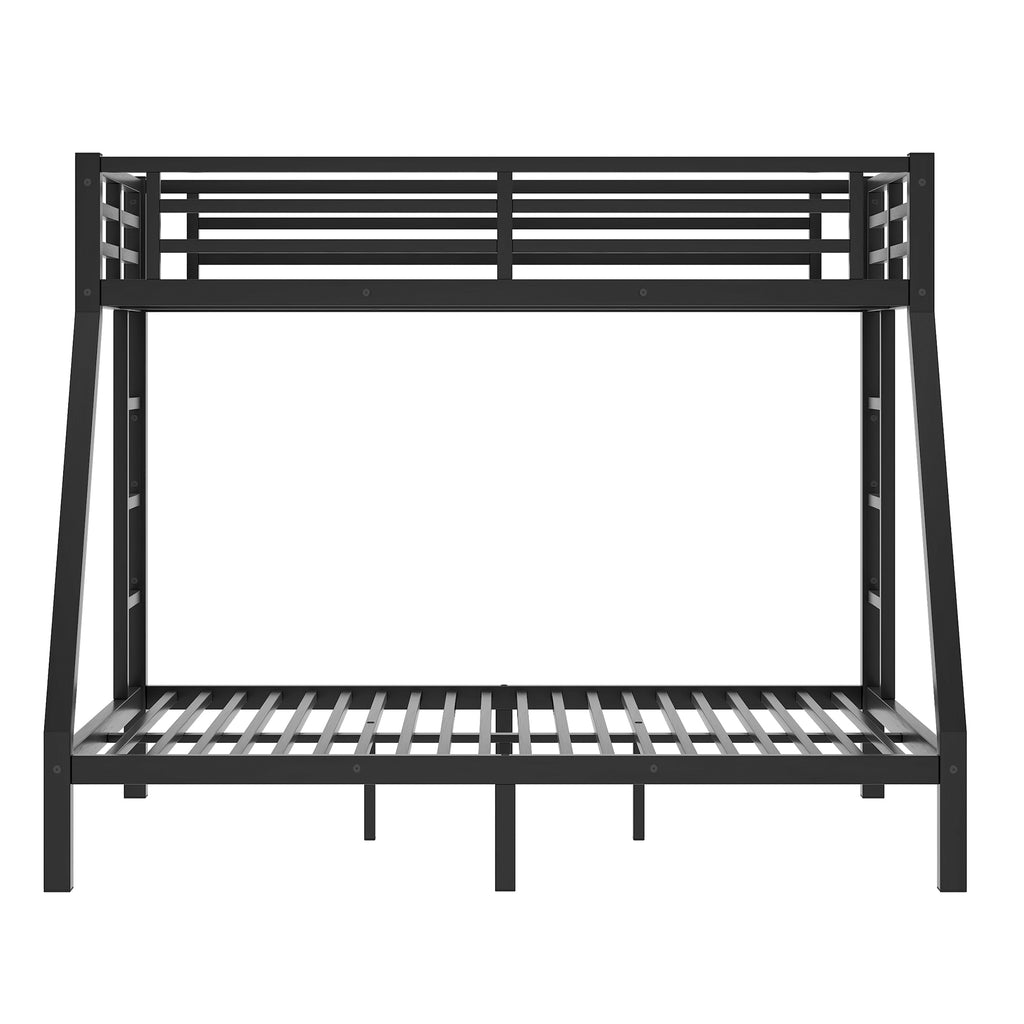 Metal Twin XL over Queen Bunk Bed for Teens and Adults,Space Saving Noise Reduced No Box Spring Needed,Black