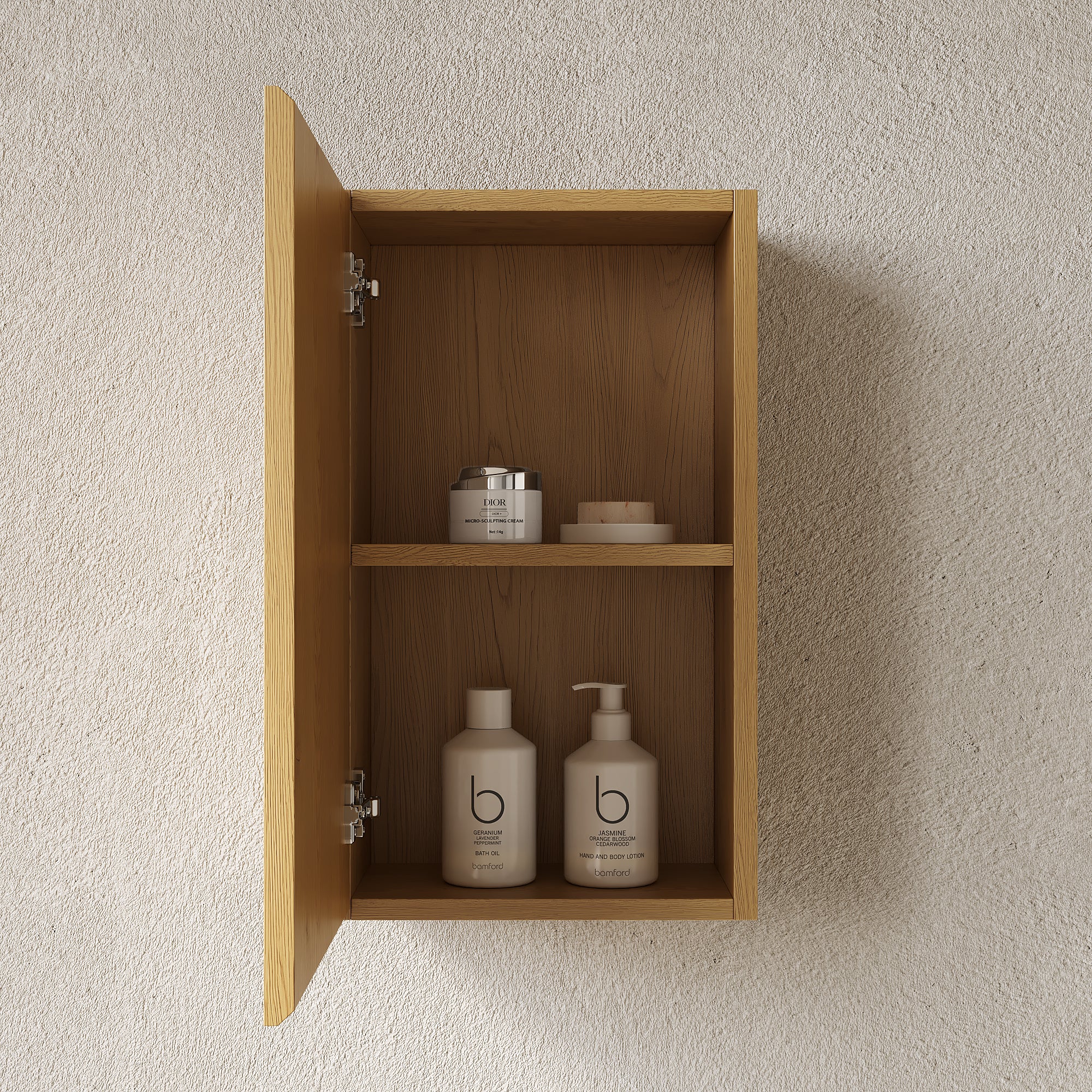 MITCH 23" Tall Bathroom Wall Mounted Cabinet, Narrow Storage Cabinet with Door, Suitable for Small Spaces Such as Corners, Applicable to Bathroom, Living Rooms and Laundry, Corolla Oak Woodgrain Color