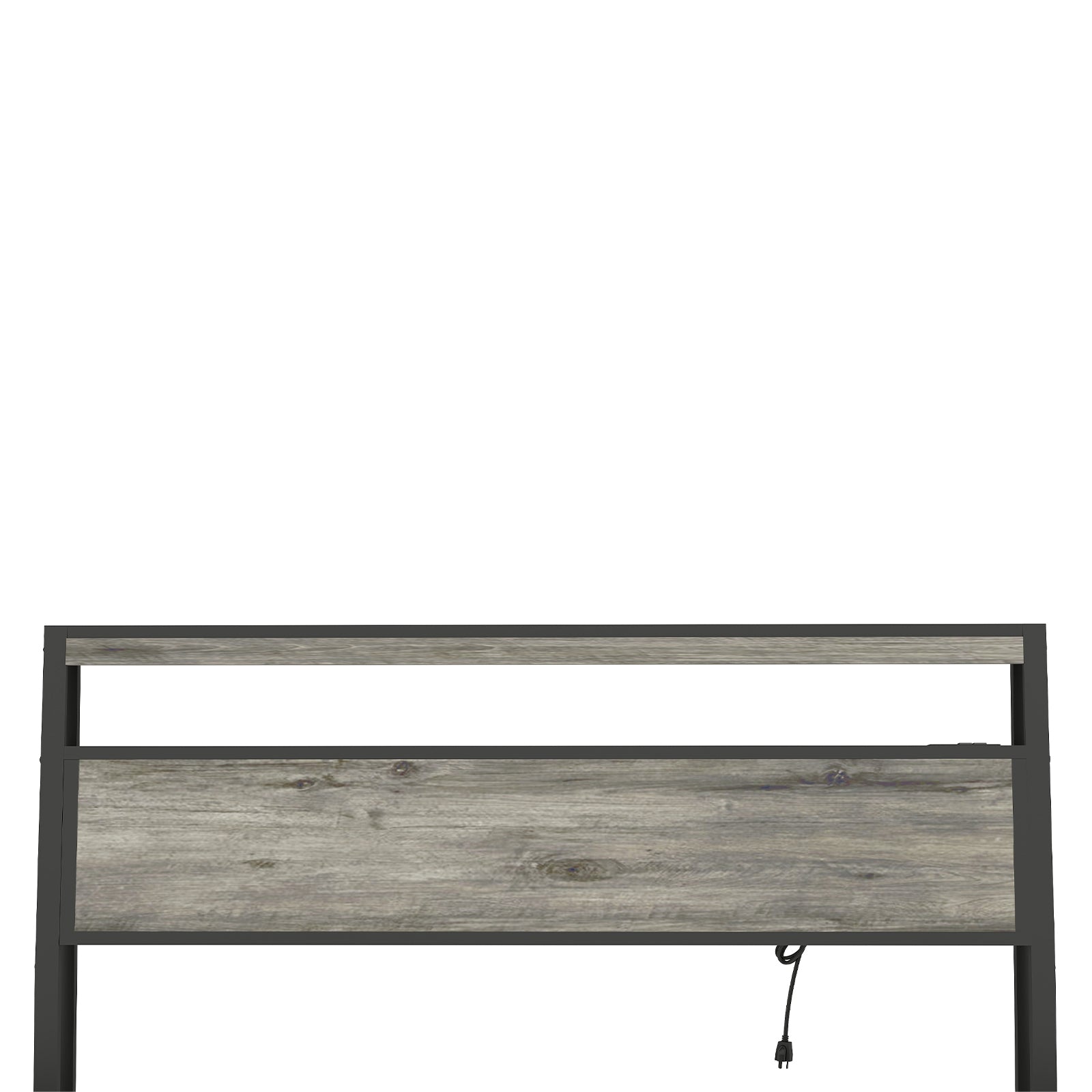 Queen Size Bed Frame with Headboard, RGB LED Light & Charging Station & Under Bed Storage Space, Easy Assembly Rustic Grey