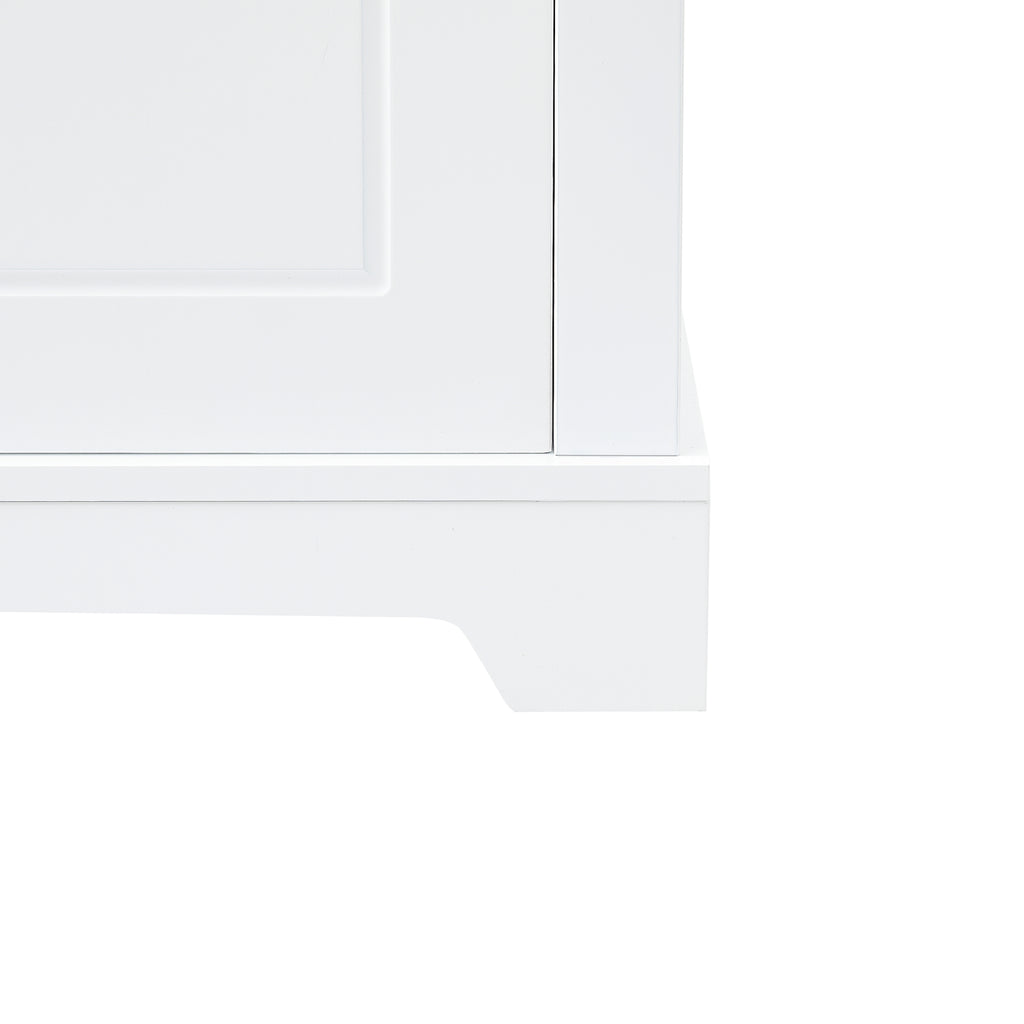 Tall Bathroom Storage Cabinet, Freestanding Storage Cabinet with Two Doors and Adjustable Shelves, Door Shelve Design, MDF Board with Painted Finish, White