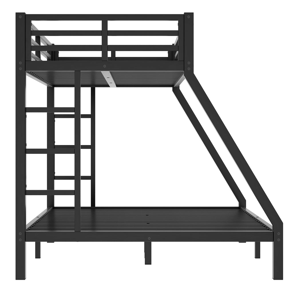 Metal Twin XL over Queen Bunk Bed for Teens and Adults,Space Saving Noise Reduced No Box Spring Needed,Black