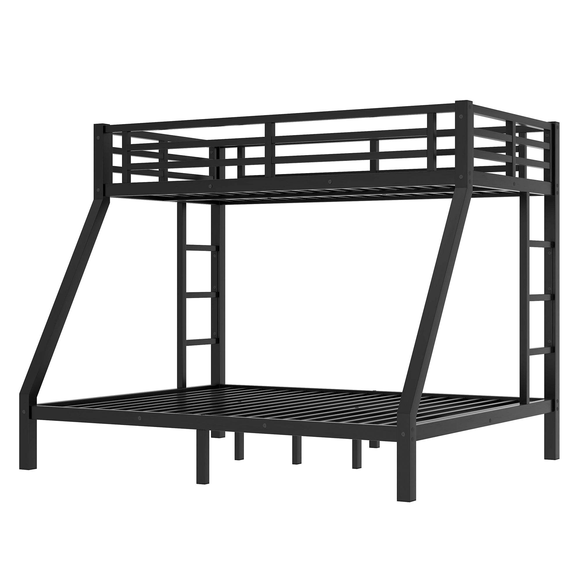 Metal Twin XL over Queen Bunk Bed for Teens and Adults,Space Saving Noise Reduced No Box Spring Needed,Black