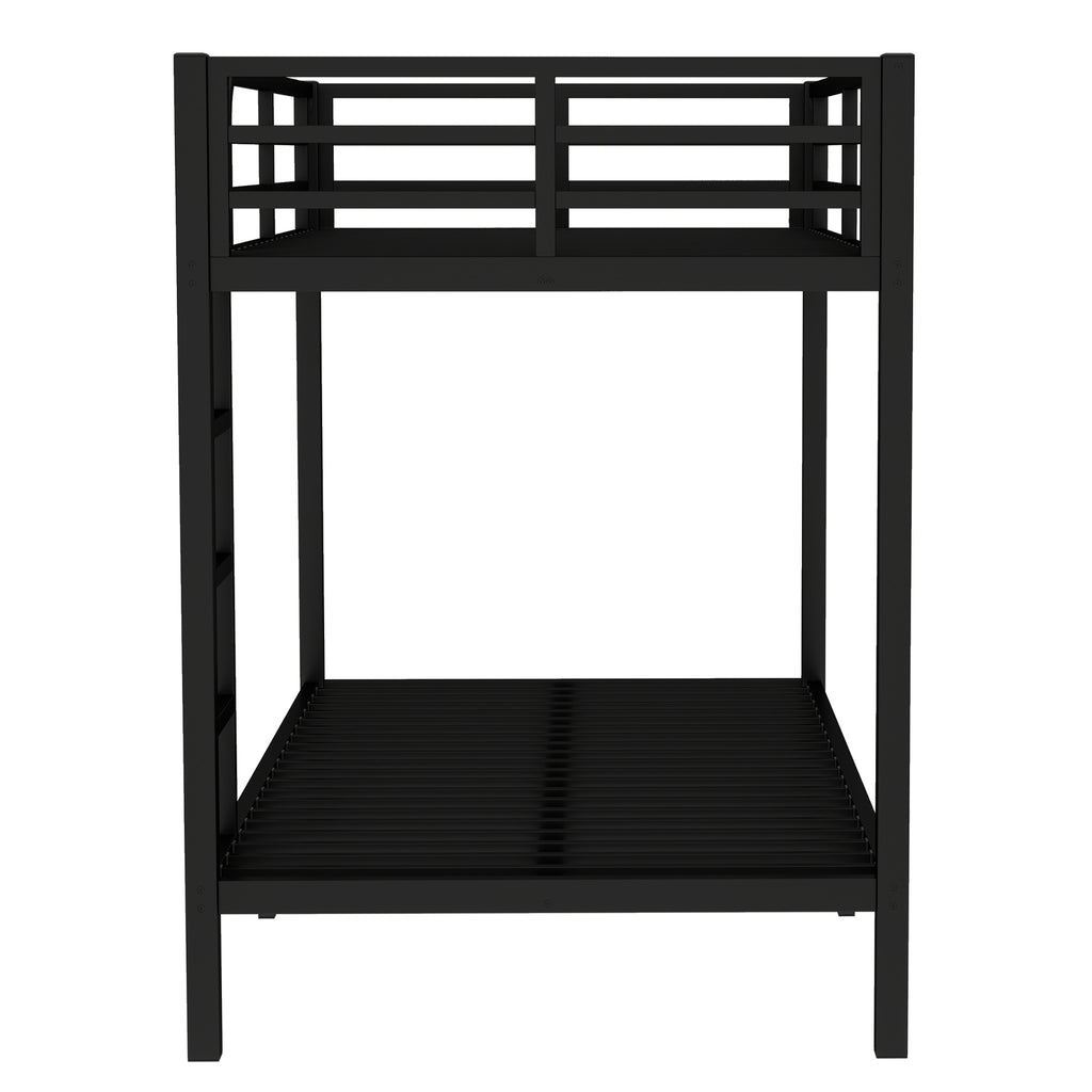 Metal Twin XL over Twin XL Bunk Bed for Teens and Adults,Space Saving Noise Reduced No Box Spring Needed, Black