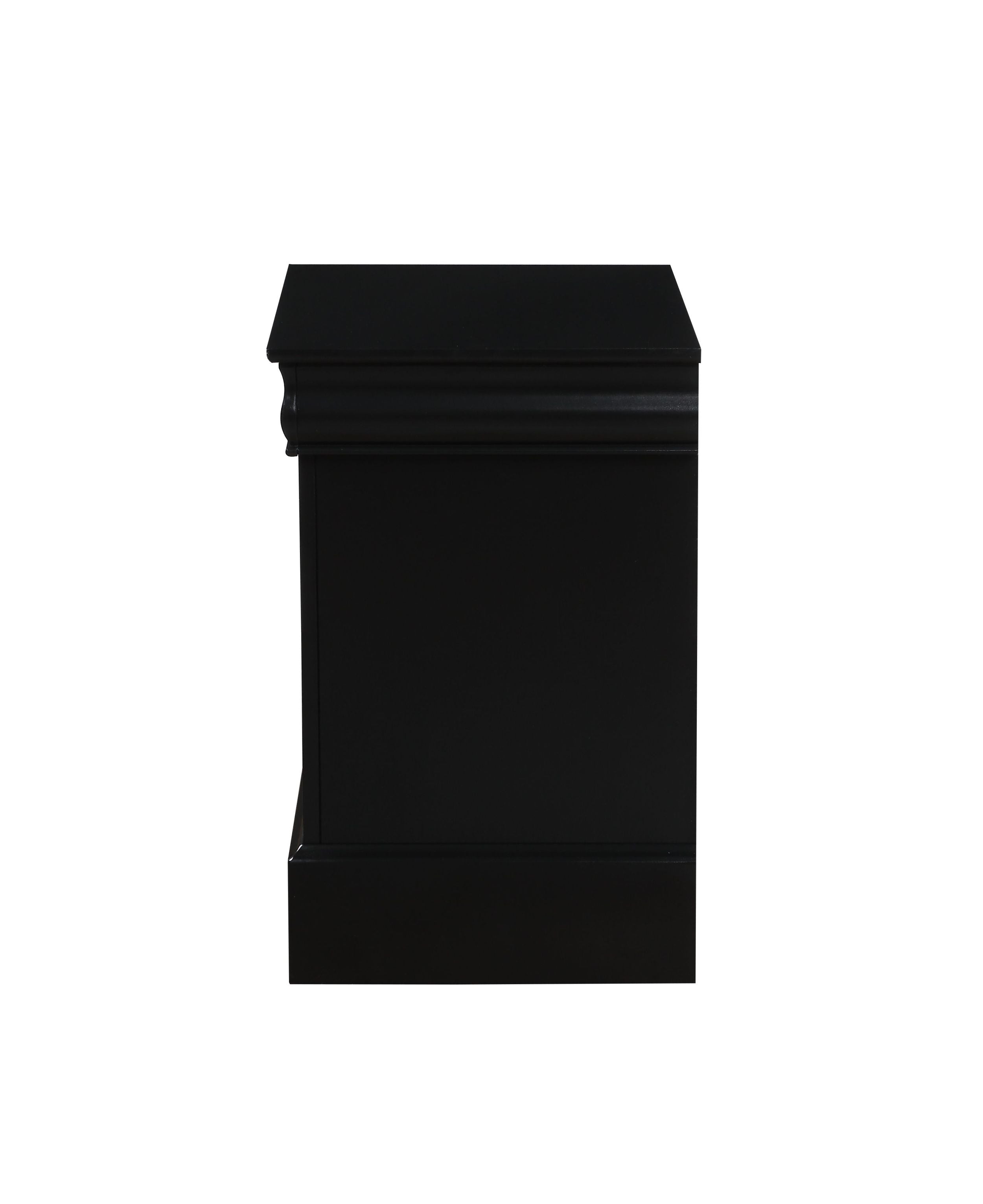 Black Finish Traditional Bedroom Wooden Nightstand 1pc Louis Philippe Style Furniture Two Drawers Storage