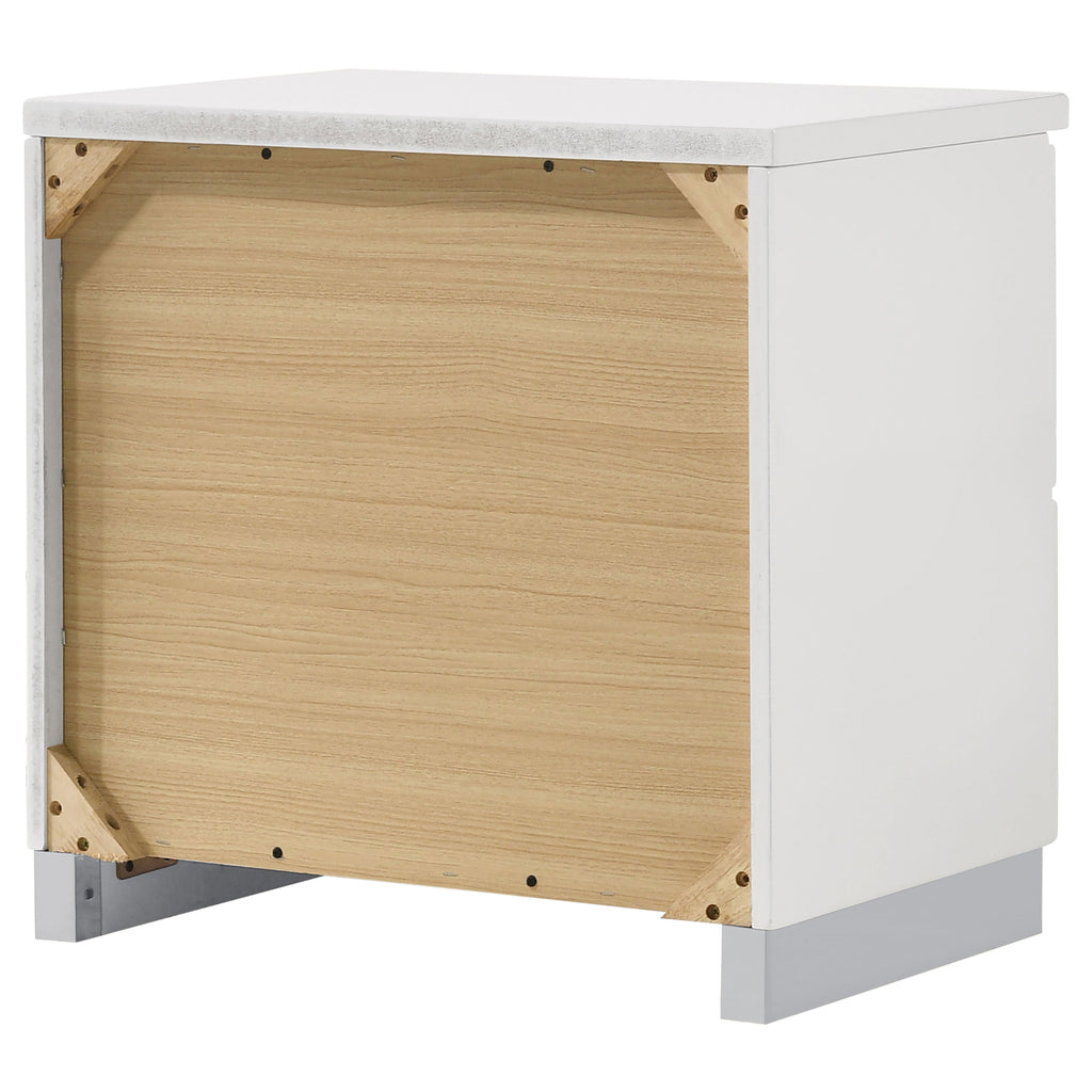 Dulcey White High Gloss 2 drawer Nightstand