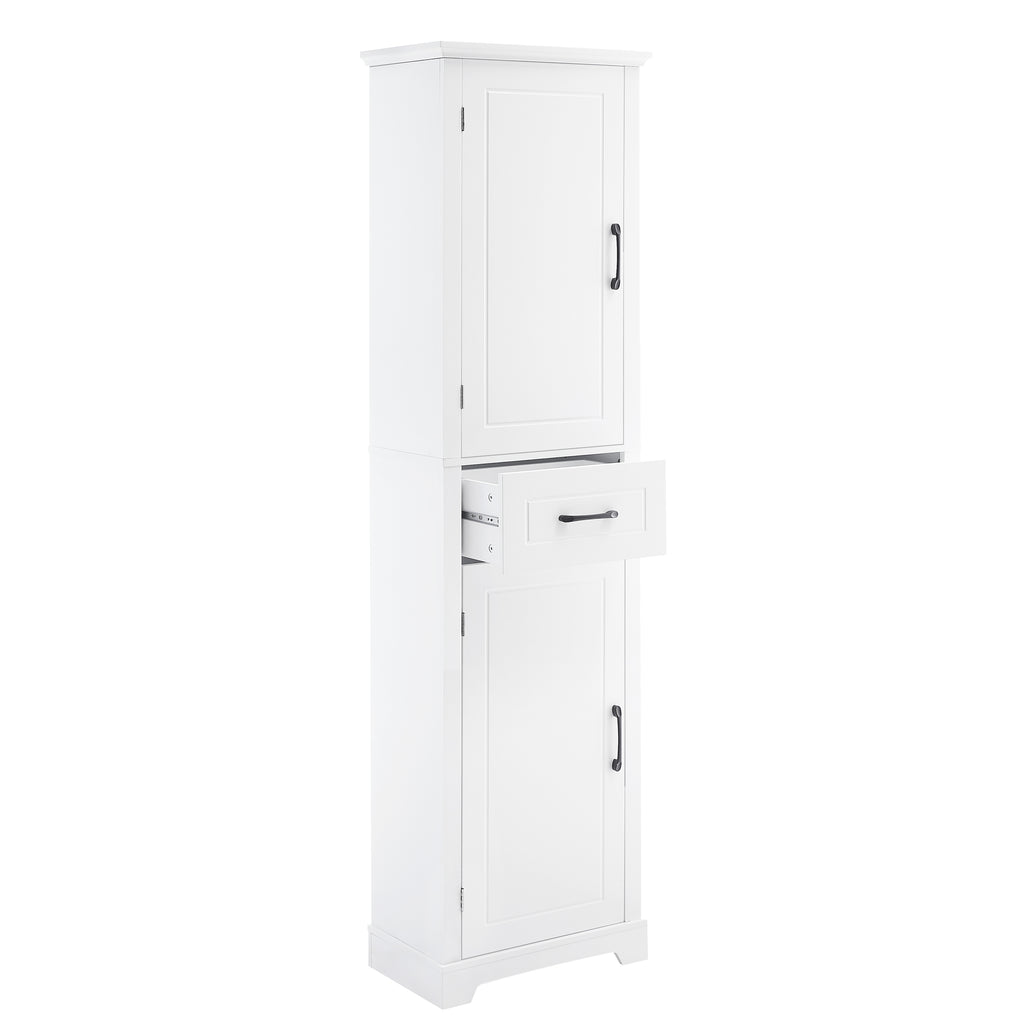 Tall Bathroom Storage Cabinet, Freestanding Storage Cabinet with Two Doors and Adjustable Shelves, Door Shelve Design, MDF Board with Painted Finish, White