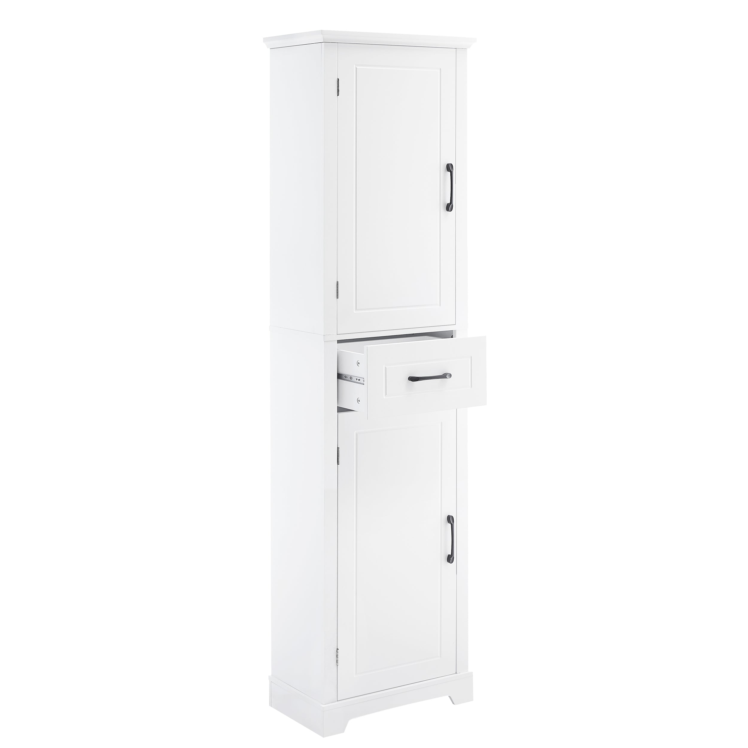 Tall Bathroom Storage Cabinet, Freestanding Storage Cabinet with Two Doors and Adjustable Shelves, Door Shelve Design, MDF Board with Painted Finish, White