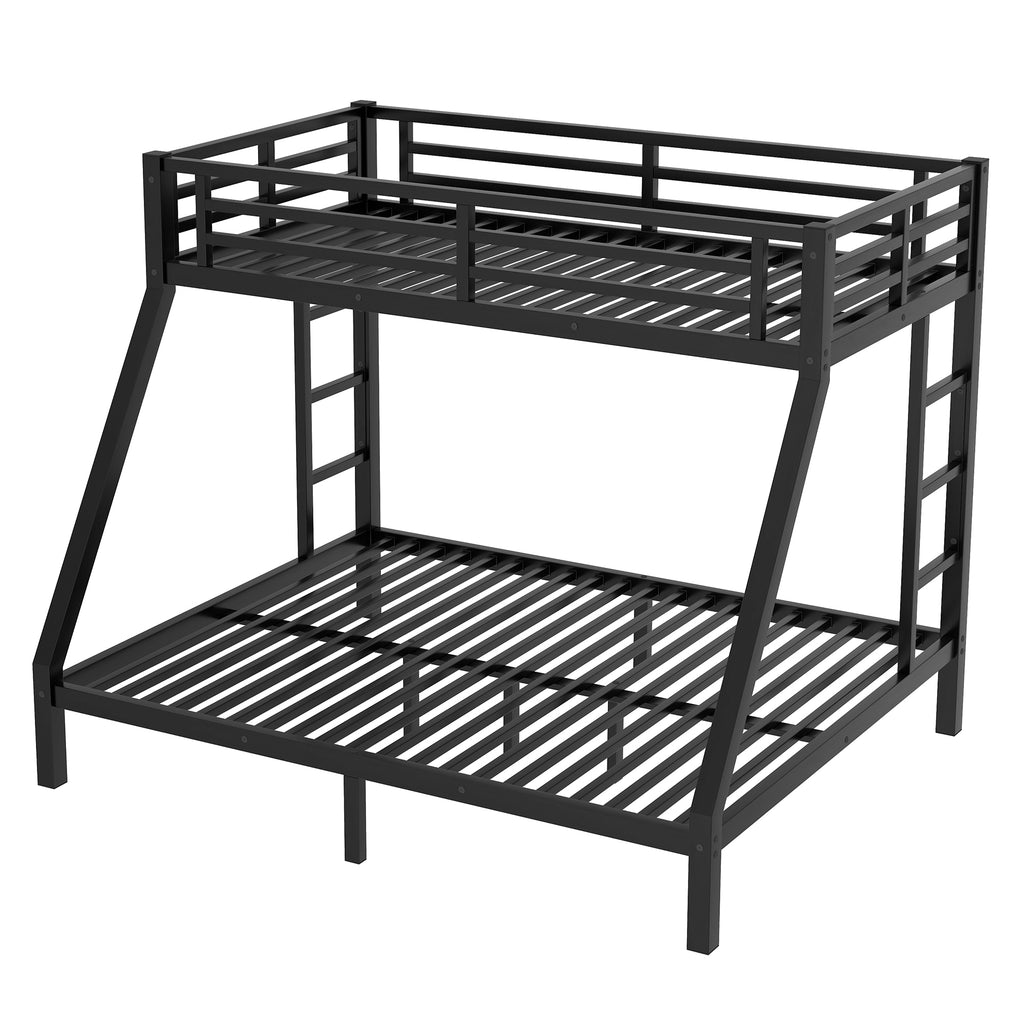 Metal Twin XL over Queen Bunk Bed for Teens and Adults,Space Saving Noise Reduced No Box Spring Needed,Black