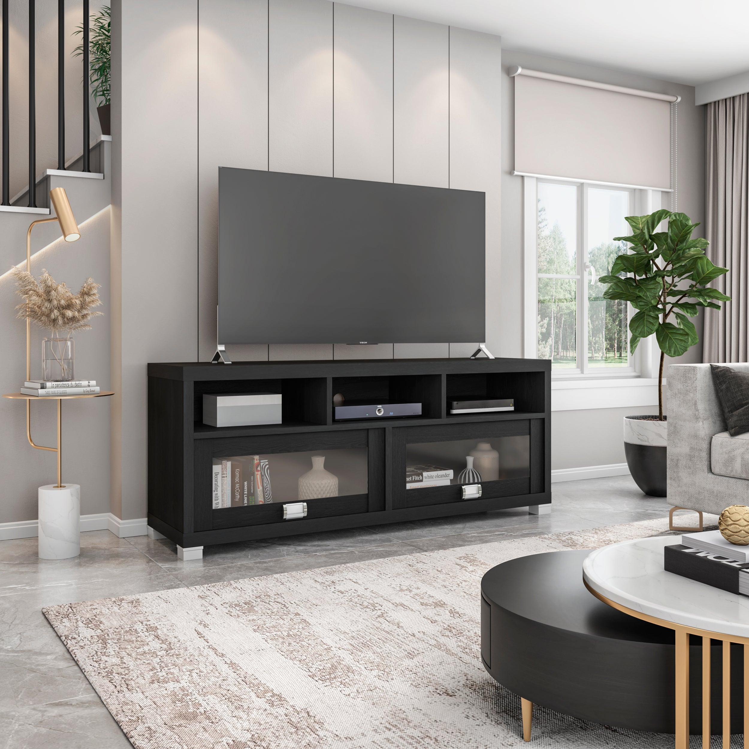 Durbin TV Stand for TVs up to 65in, Black