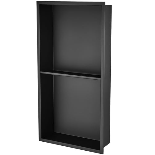 13"x25" No Tile Shower Niche 304 Stainless Steel, Wall Inserted Niche Recessed Double Shelves, Sealed Waterproof Rust Resistant Easy Cleaning Modern Niche for Shower or Soap Storage Bathroom