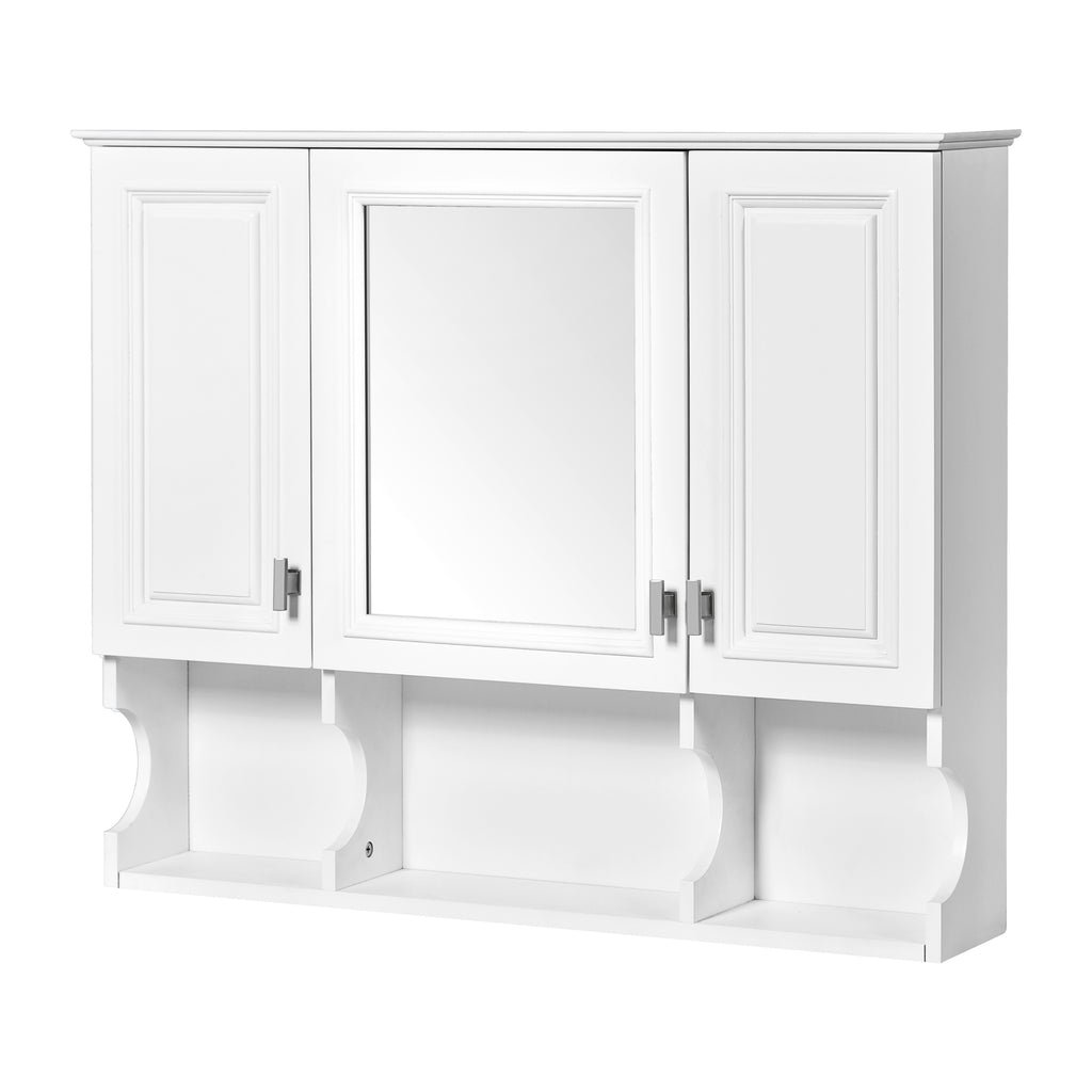 35'' x 28'' Wall Mounted Bathroom Medicine Cabinet, Modern Bathroom Wall Cabinet with Mirror, Mirror Cabinet with Open Shelves