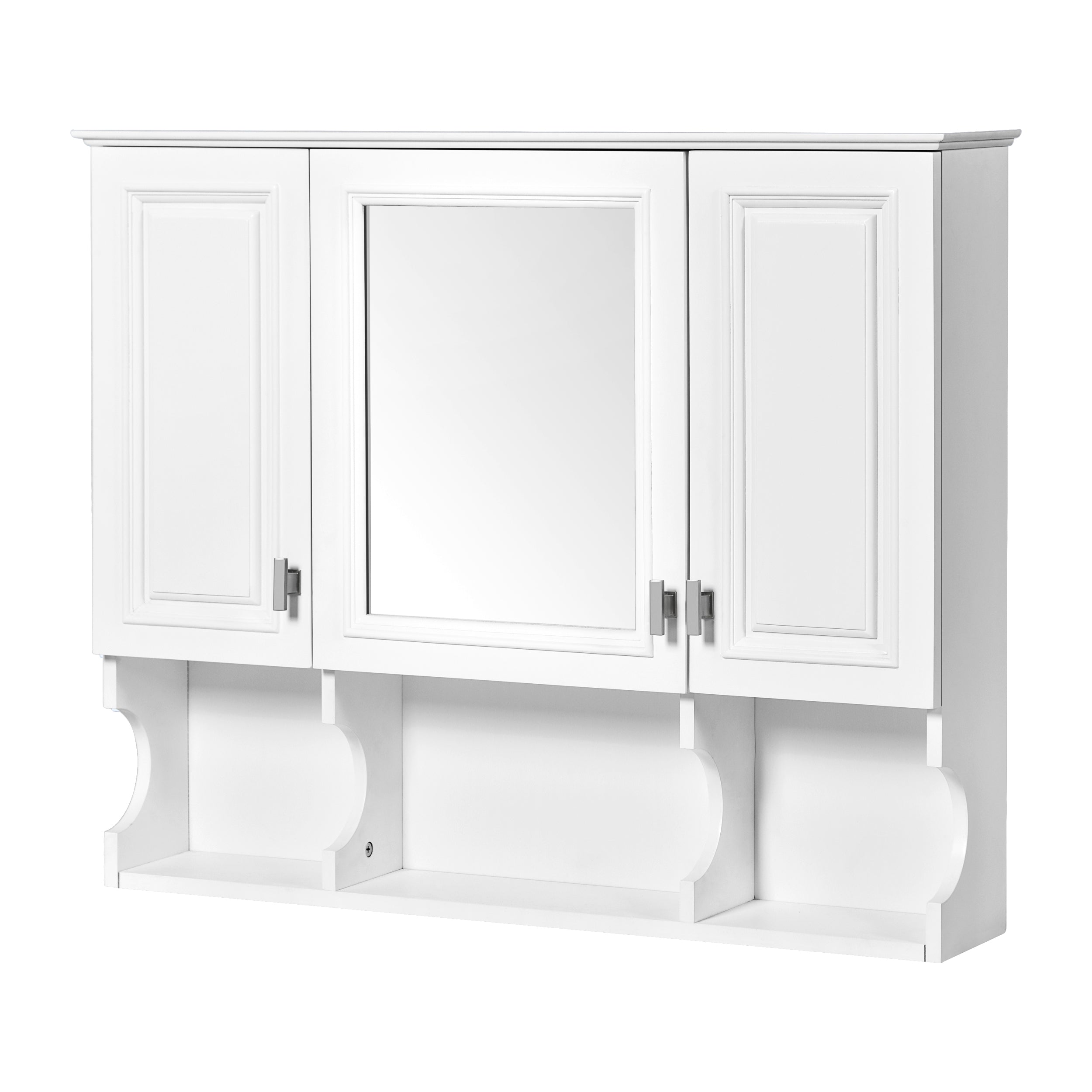 35'' x 28'' Wall Mounted Bathroom Medicine Cabinet, Modern Bathroom Wall Cabinet with Mirror, Mirror Cabinet with Open Shelves