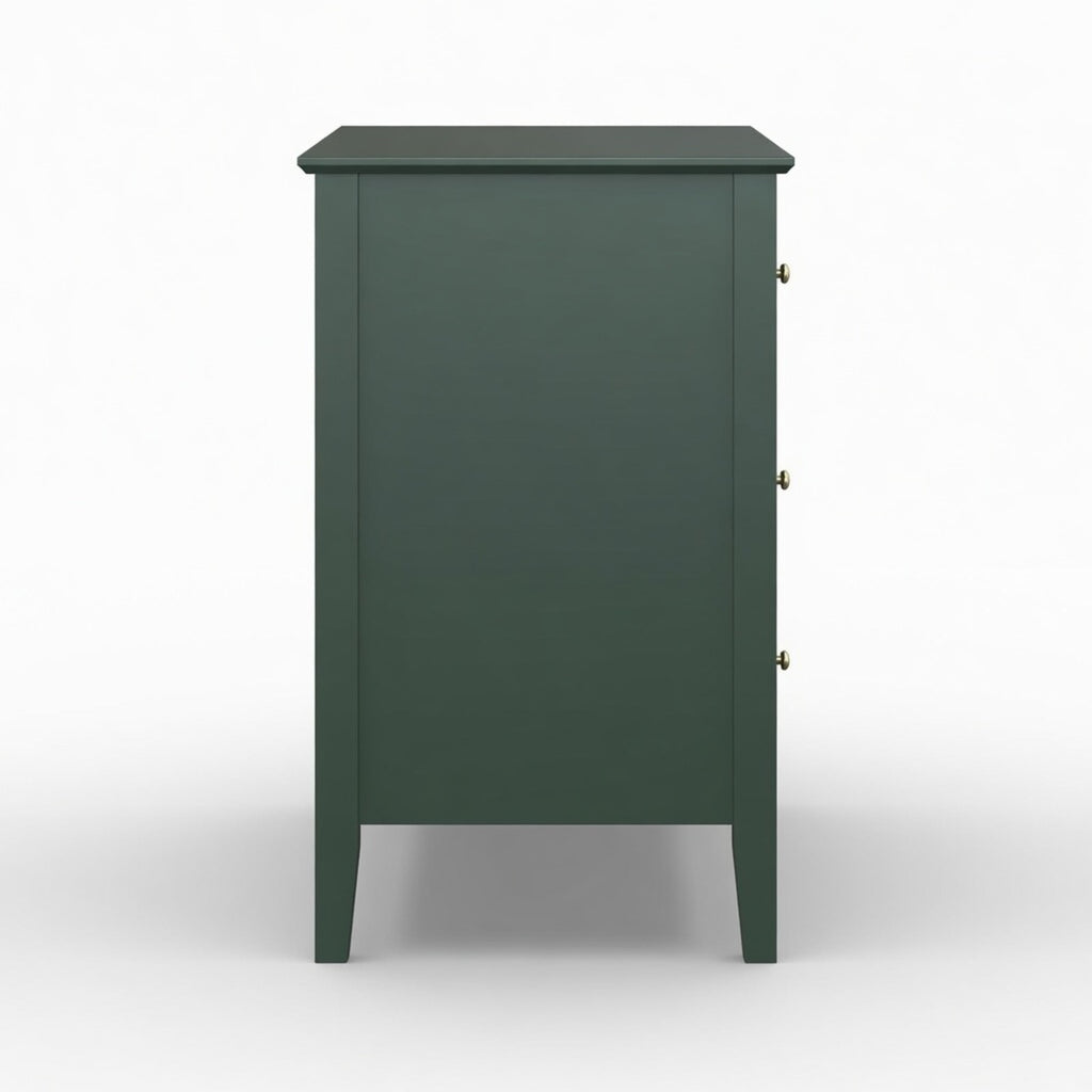 32" Wide Green Fluted 3 Drawer Nightstand, Large Modern Bedroom End Table