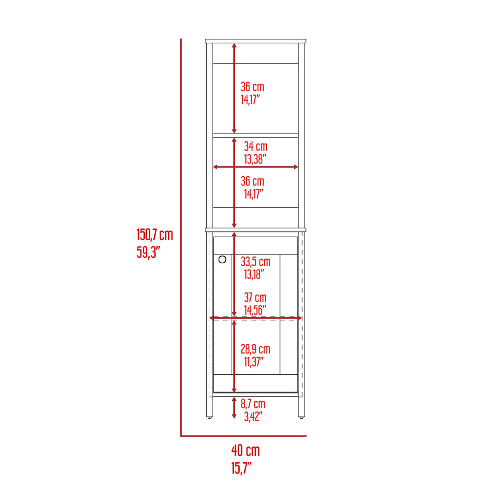 St. Clair Linen Cabinet, Two Interior Shelves, Two Open Shelves, Single Door