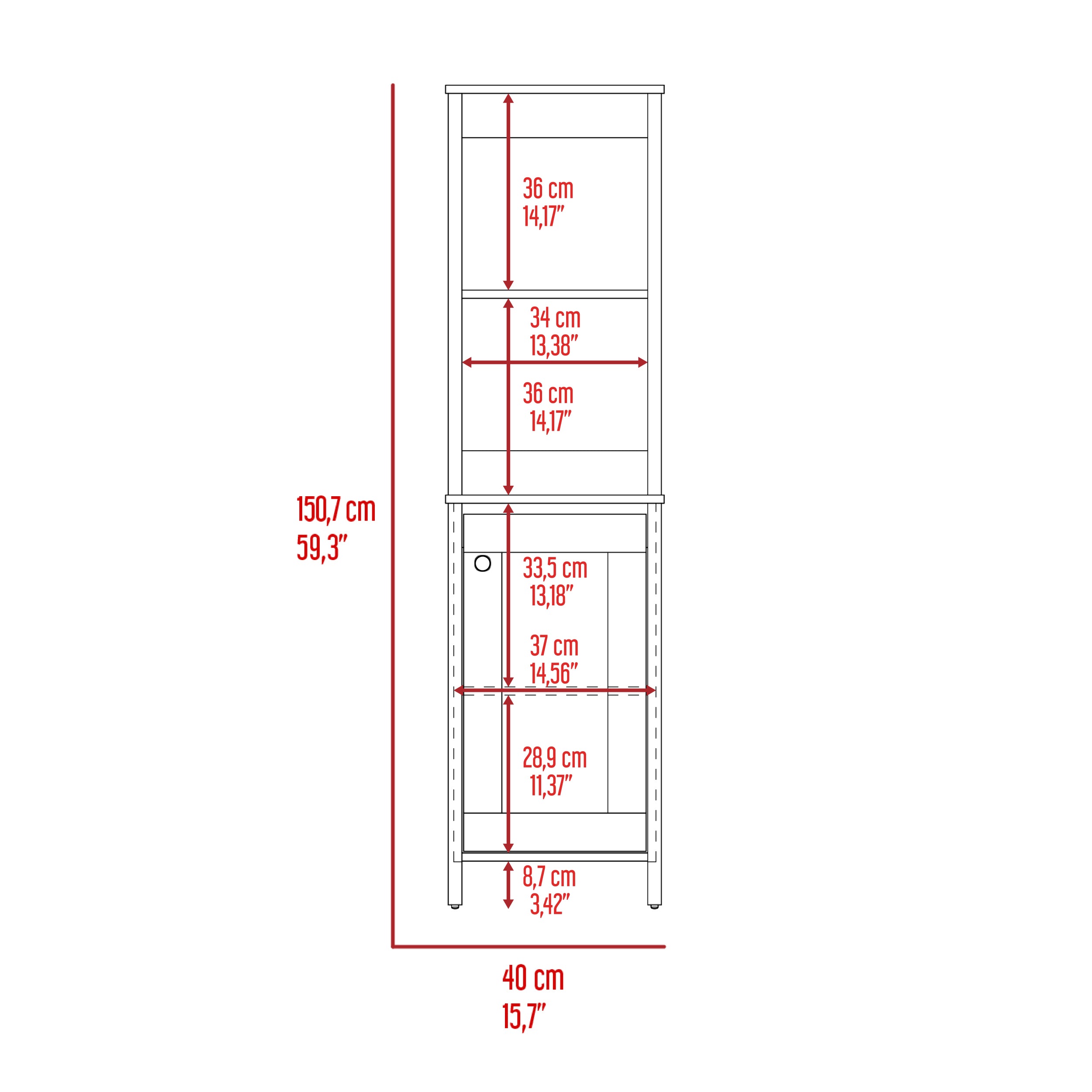 St. Clair Linen Cabinet, Two Interior Shelves, Two Open Shelves, Single Door