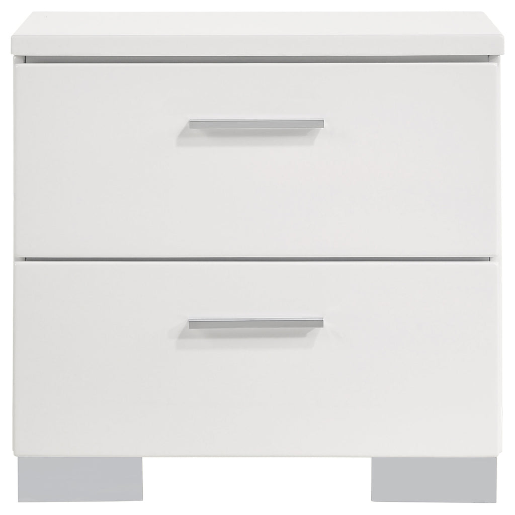 Dulcey White High Gloss 2 drawer Nightstand