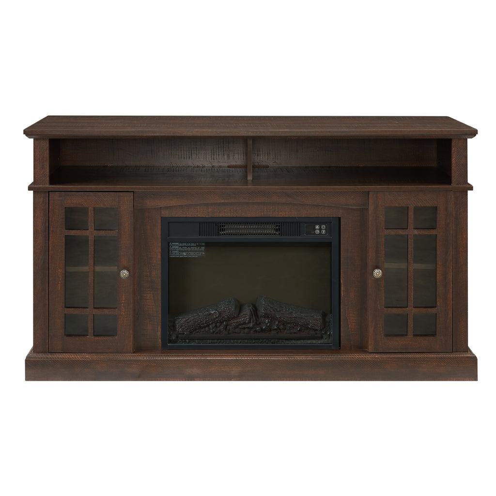 Classic TV Media Stand Modern Entertainment Console for TV Up to 65" with Open and Closed Storage Space, Espresso, 58.25"W*15.75"D*32"H