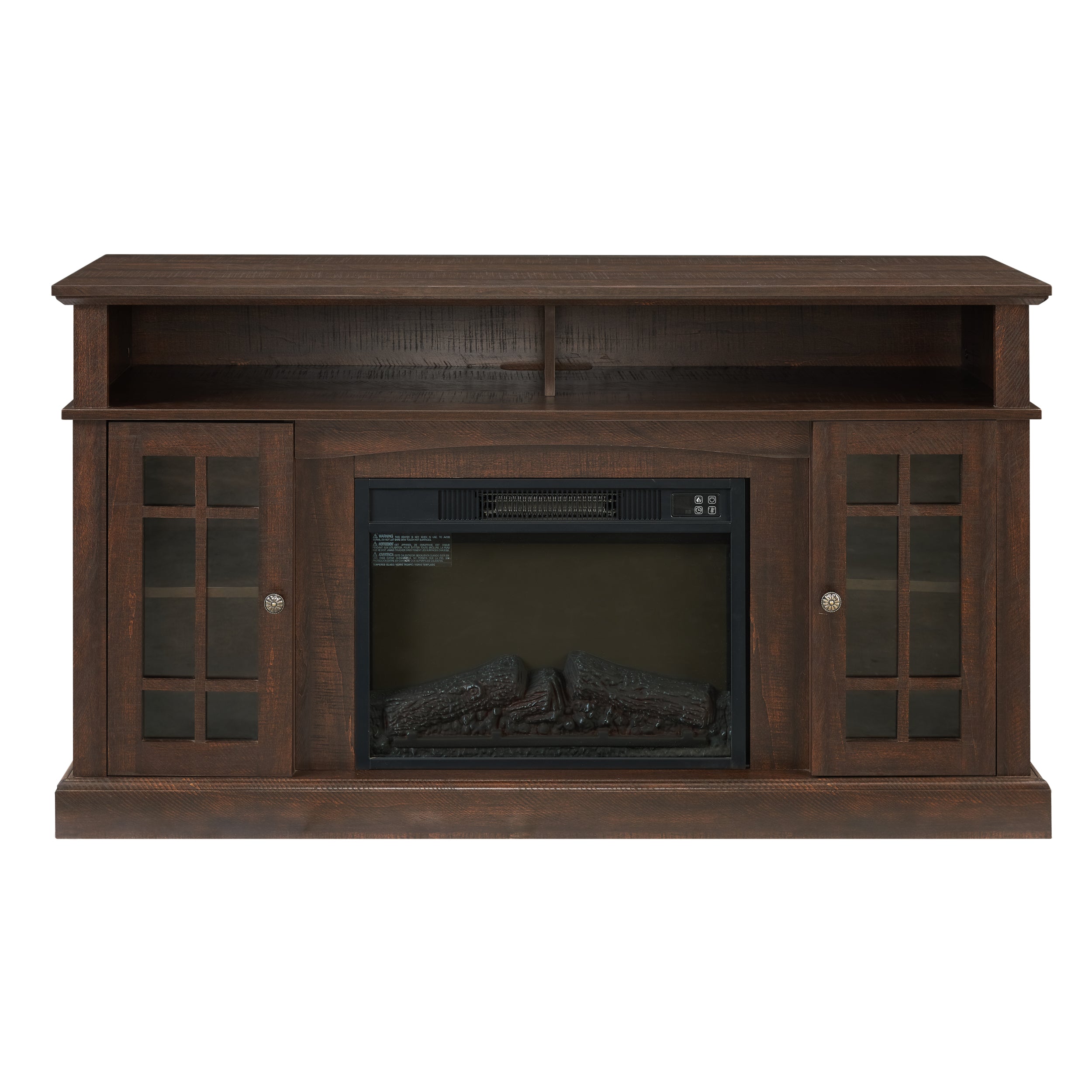 Classic TV Media Stand Modern Entertainment Console for TV Up to 65" with Open and Closed Storage Space, Espresso, 58.25"W*15.75"D*32"H