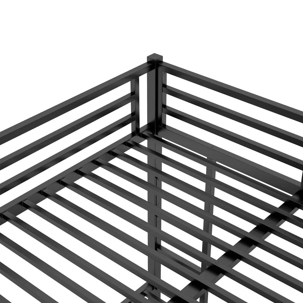 Metal Queen over Queen Bunk Bed for Teens and Adults,Space Saving Noise Reduced No Box Spring Needed, Black