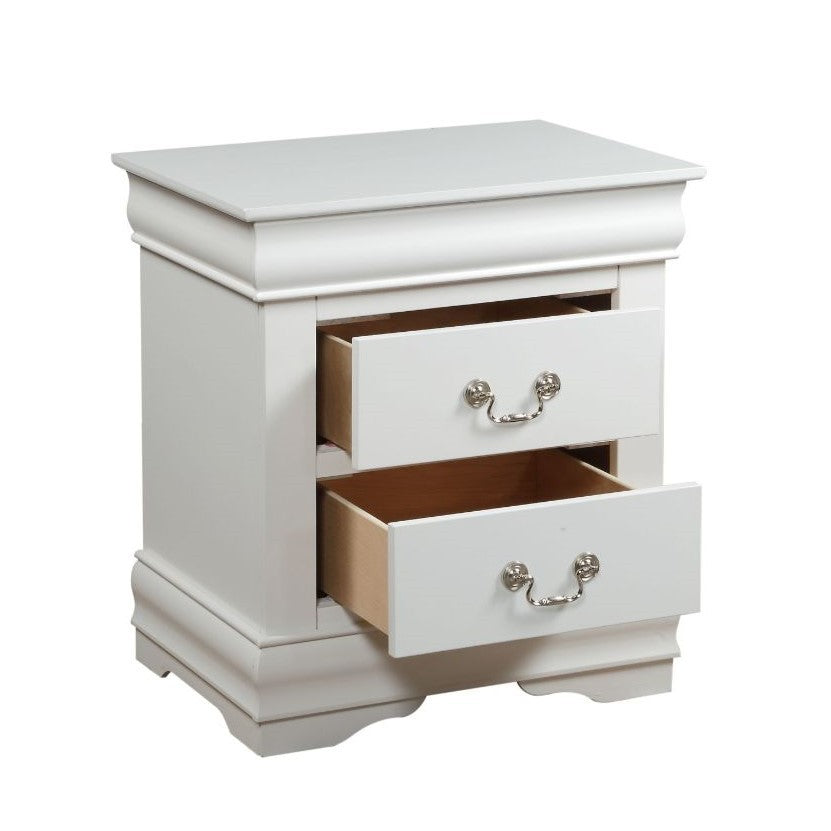 1pc Traditional Classic White Finish 2 Drawers Nightstand Wooden Bedroom Furniture