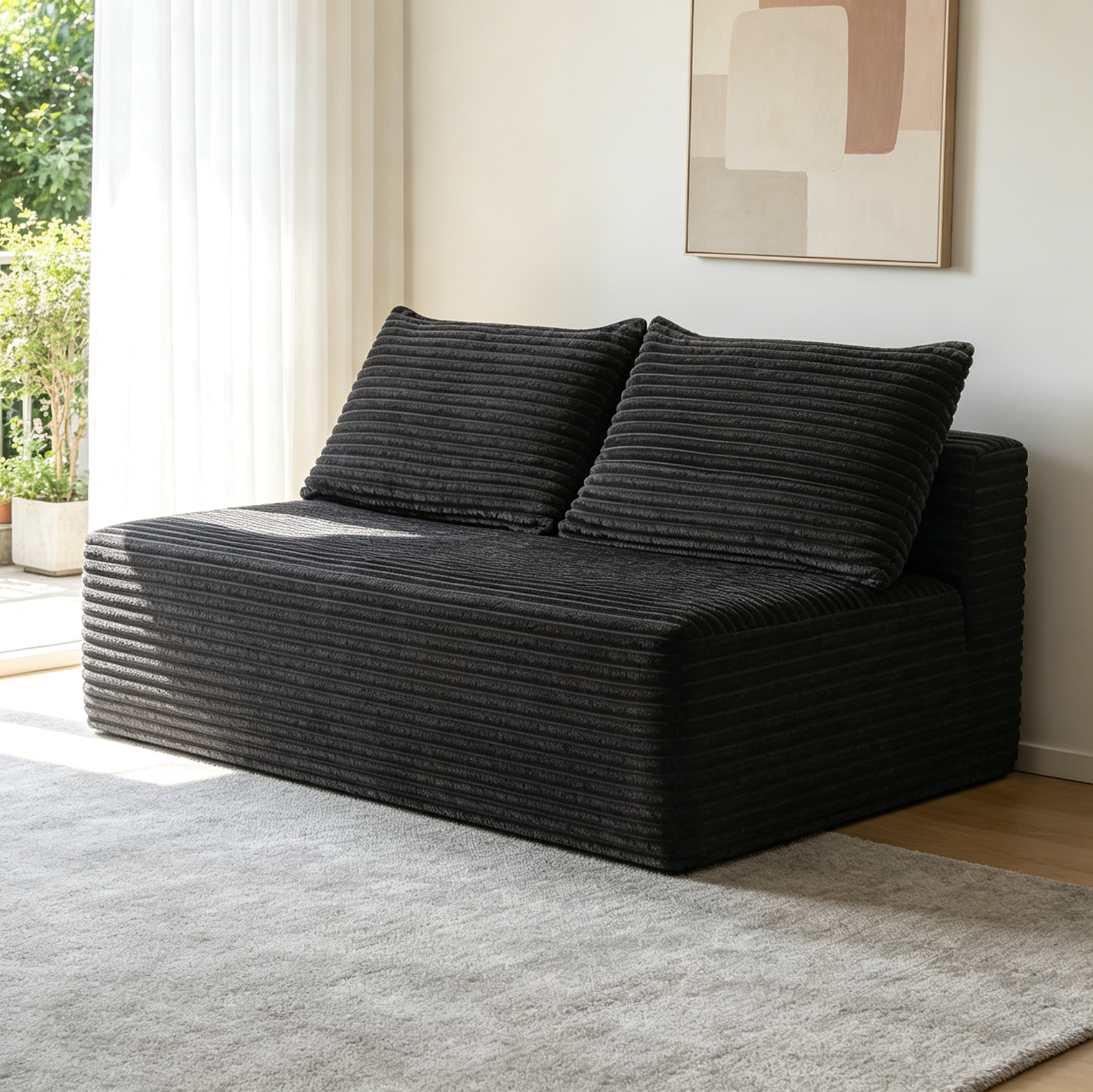 58 inch 2 seat median longue with plush grey velvet, cup holder, flexible matching, mainly for living room use.