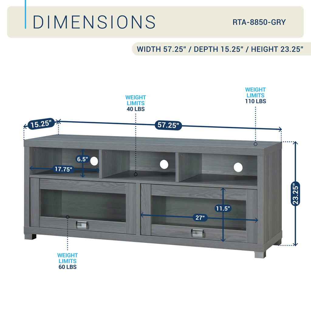 Durbin TV Stand for TVs up to 65in, Grey