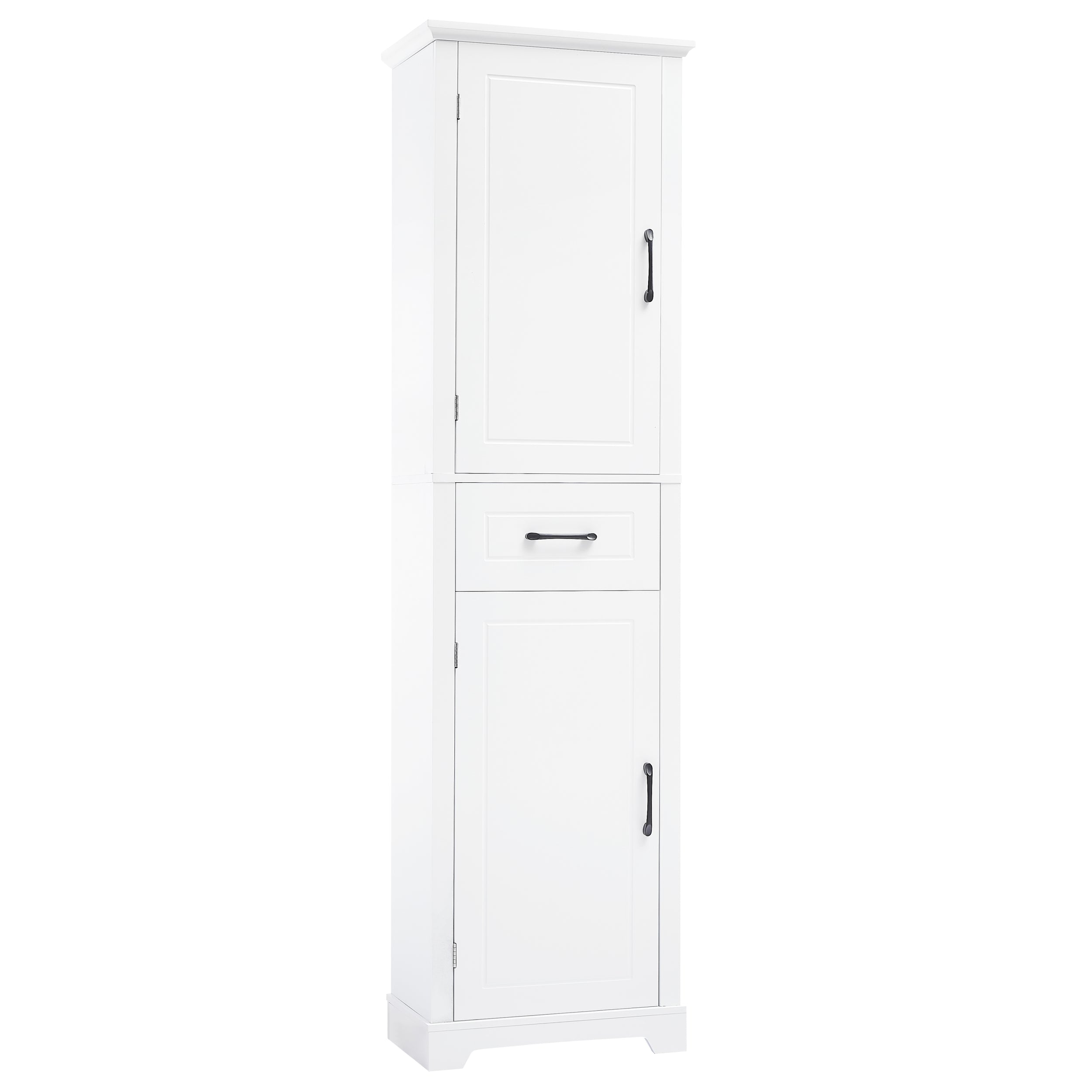 Tall Bathroom Storage Cabinet, Freestanding Storage Cabinet with Two Doors and Adjustable Shelves, Door Shelve Design, MDF Board with Painted Finish, White