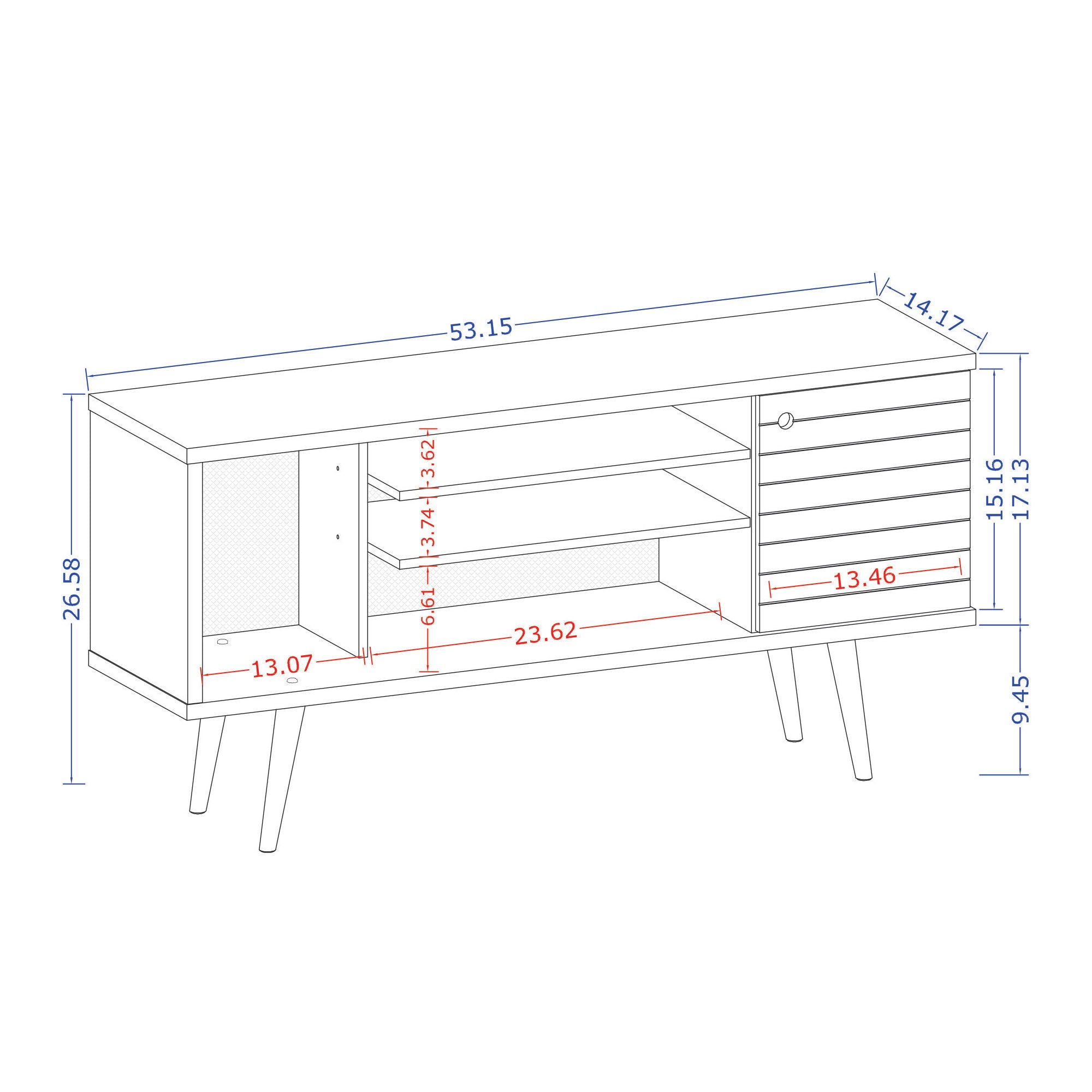 TV Stand in Rustic Brown and White