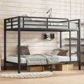 Metal Twin XL over Twin XL Bunk Bed for Teens and Adults,Space Saving Noise Reduced No Box Spring Needed, Black