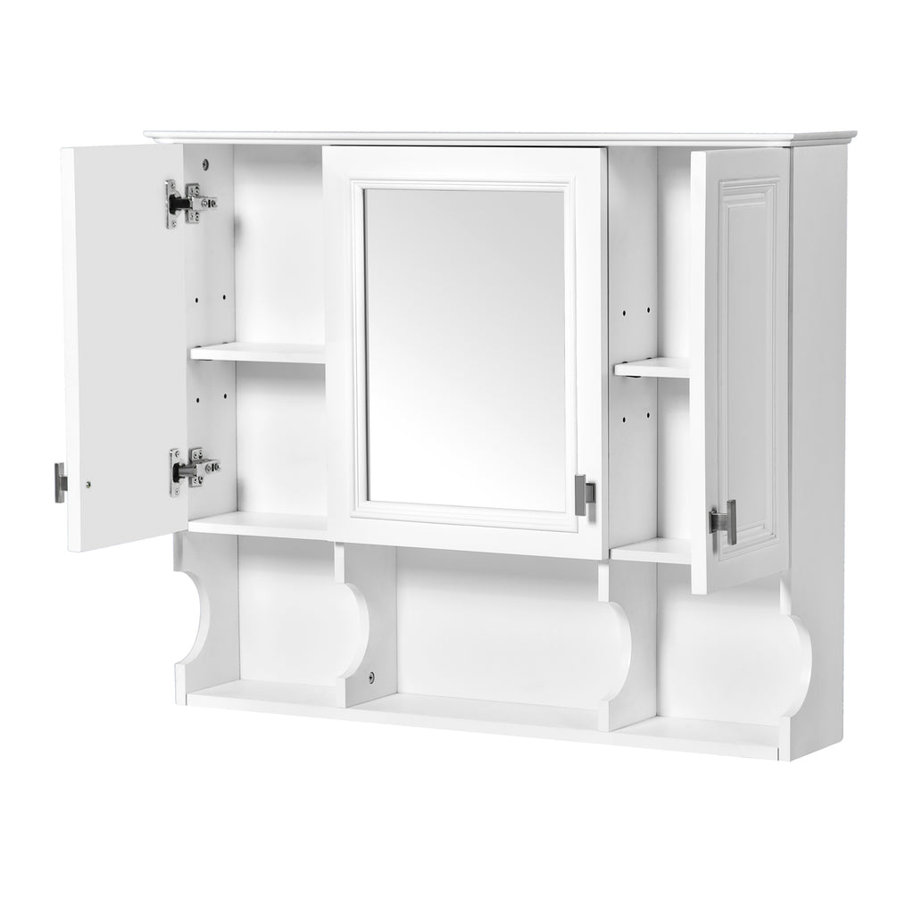 35'' x 28'' Wall Mounted Bathroom Medicine Cabinet, Modern Bathroom Wall Cabinet with Mirror, Mirror Cabinet with Open Shelves